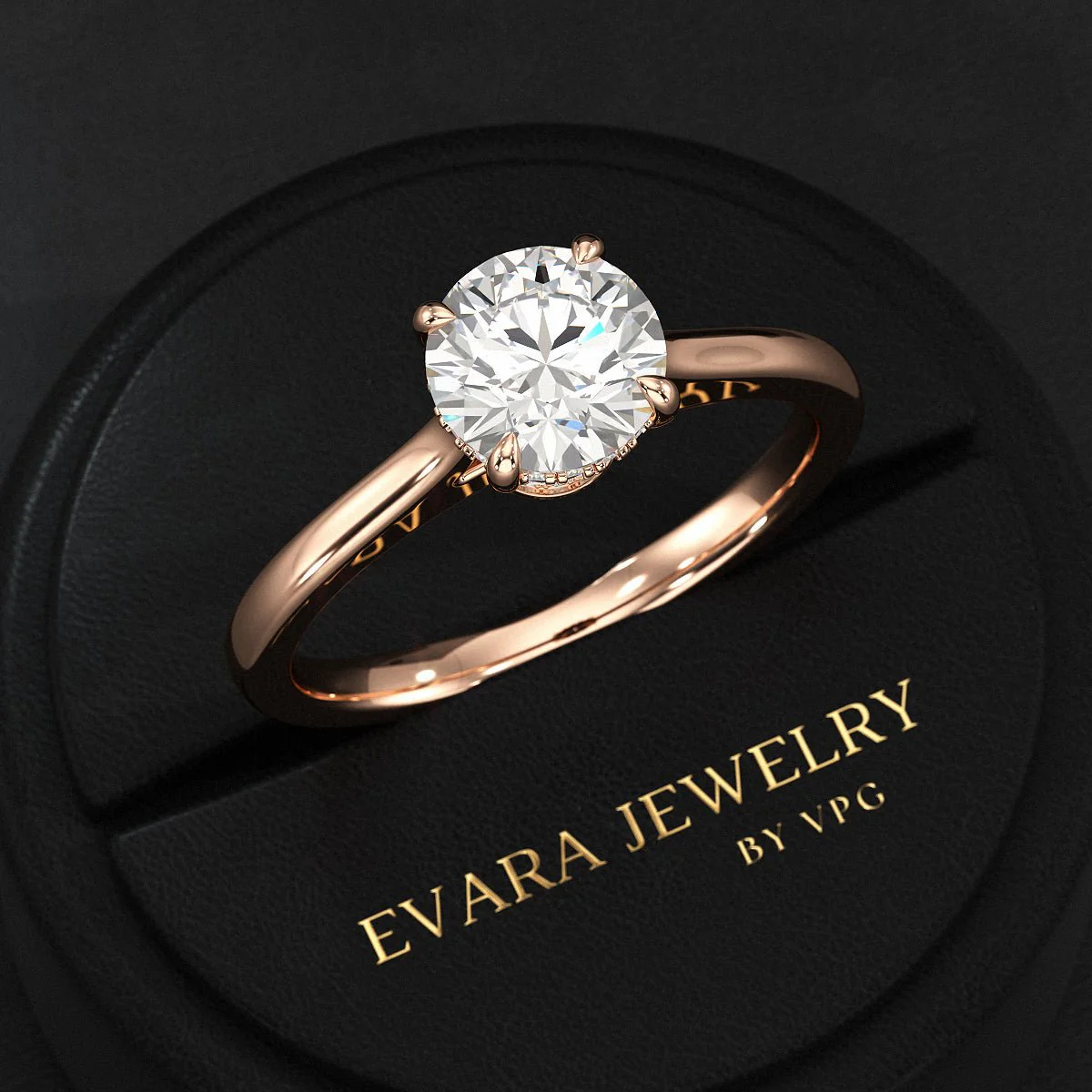 1 Carat Round Cut Diamond Hidden Halo Ring - Image 11