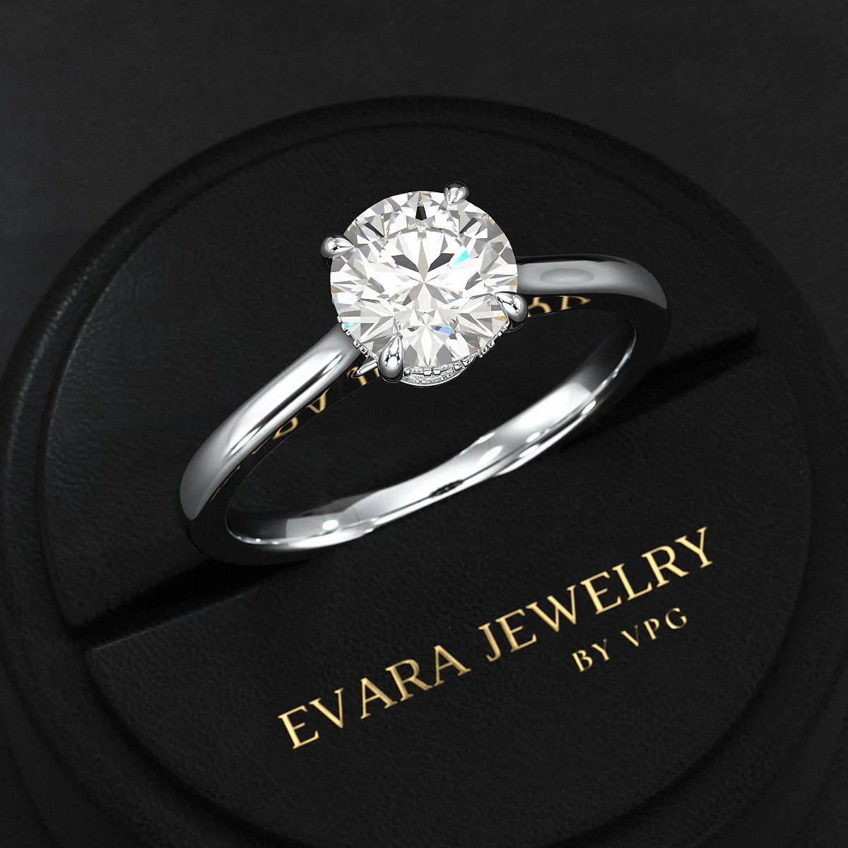 1 Carat Round Cut Diamond Hidden Halo Ring - Image 12