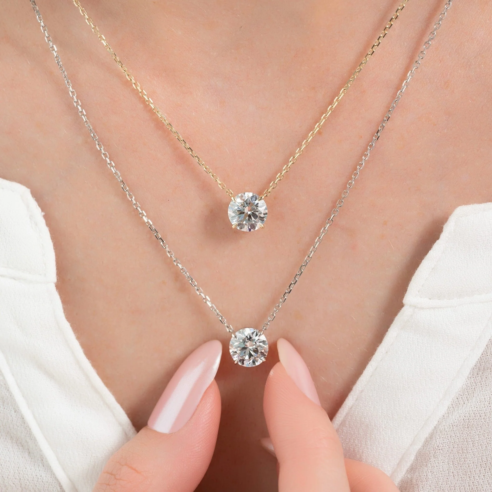 1 Carat Round Cut Prong Set Solitaire Diamond Pendant Necklace - Image 3