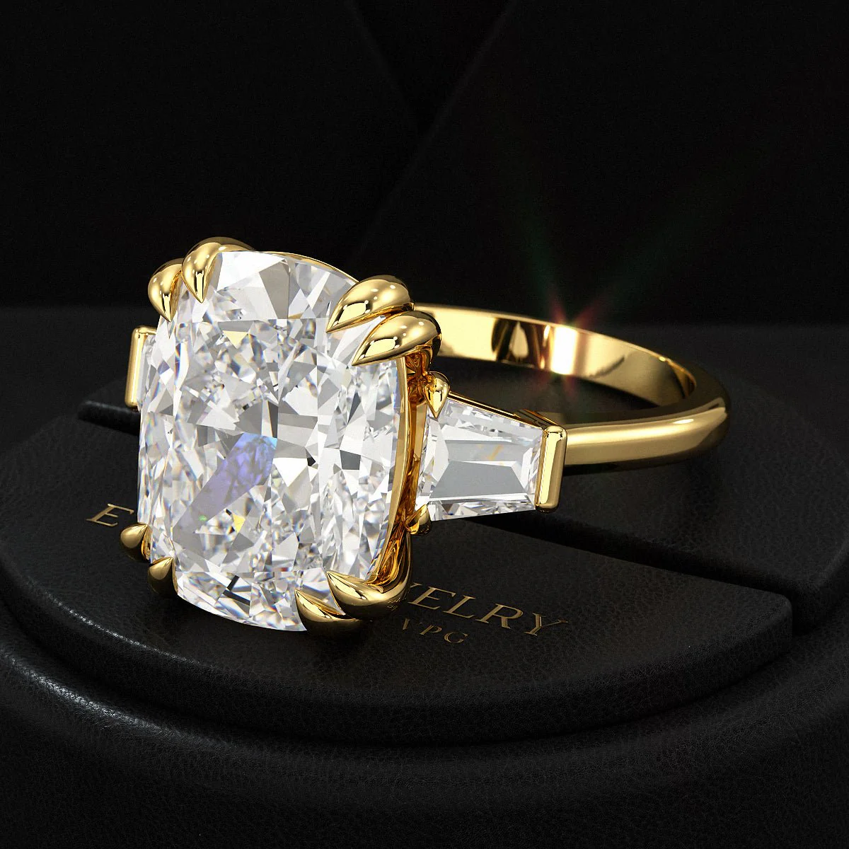 10 Carat Elongated Cushion Cut Diamond Engagement Ring - Image 4