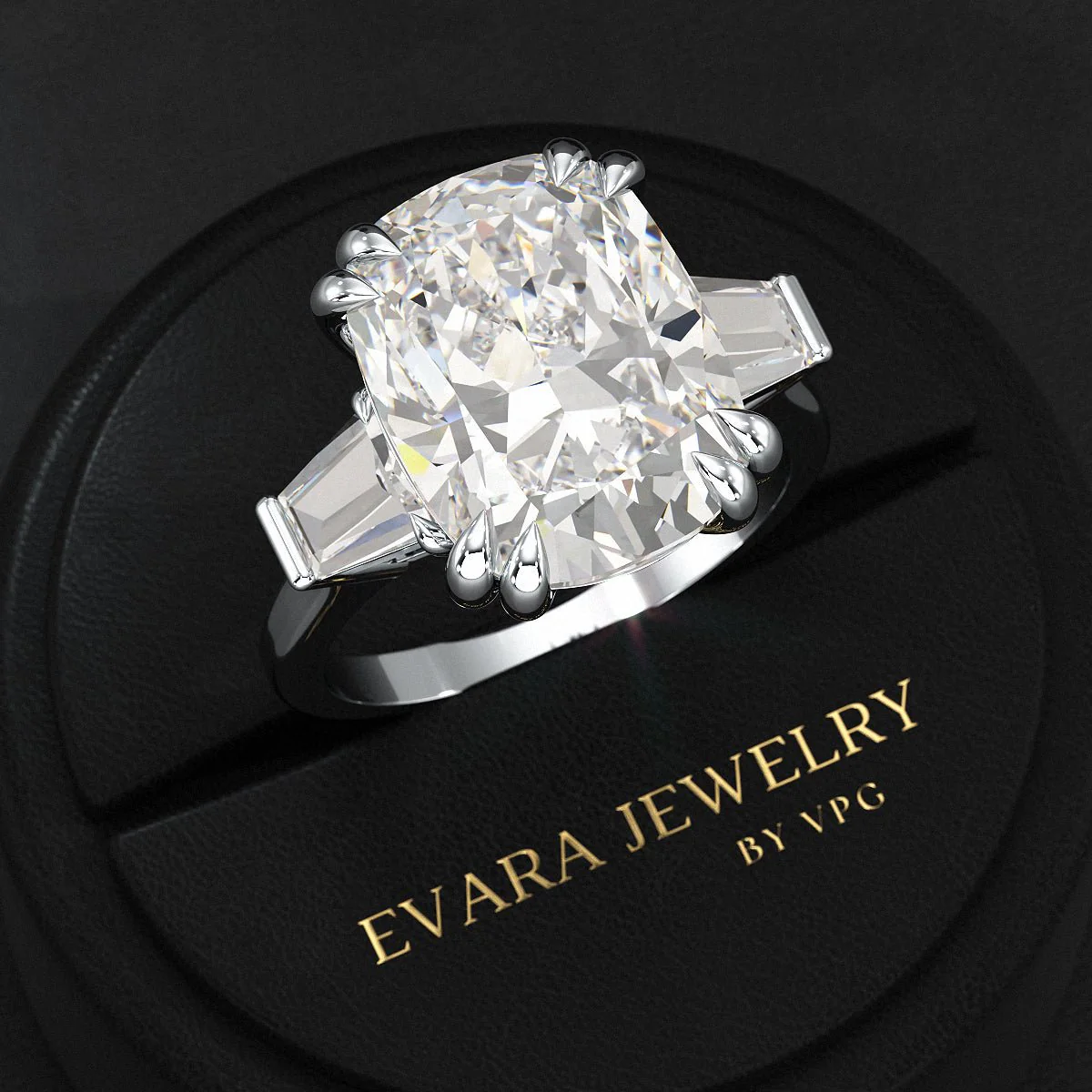 10 Carat Elongated Cushion Cut Diamond Engagement Ring - Image 8