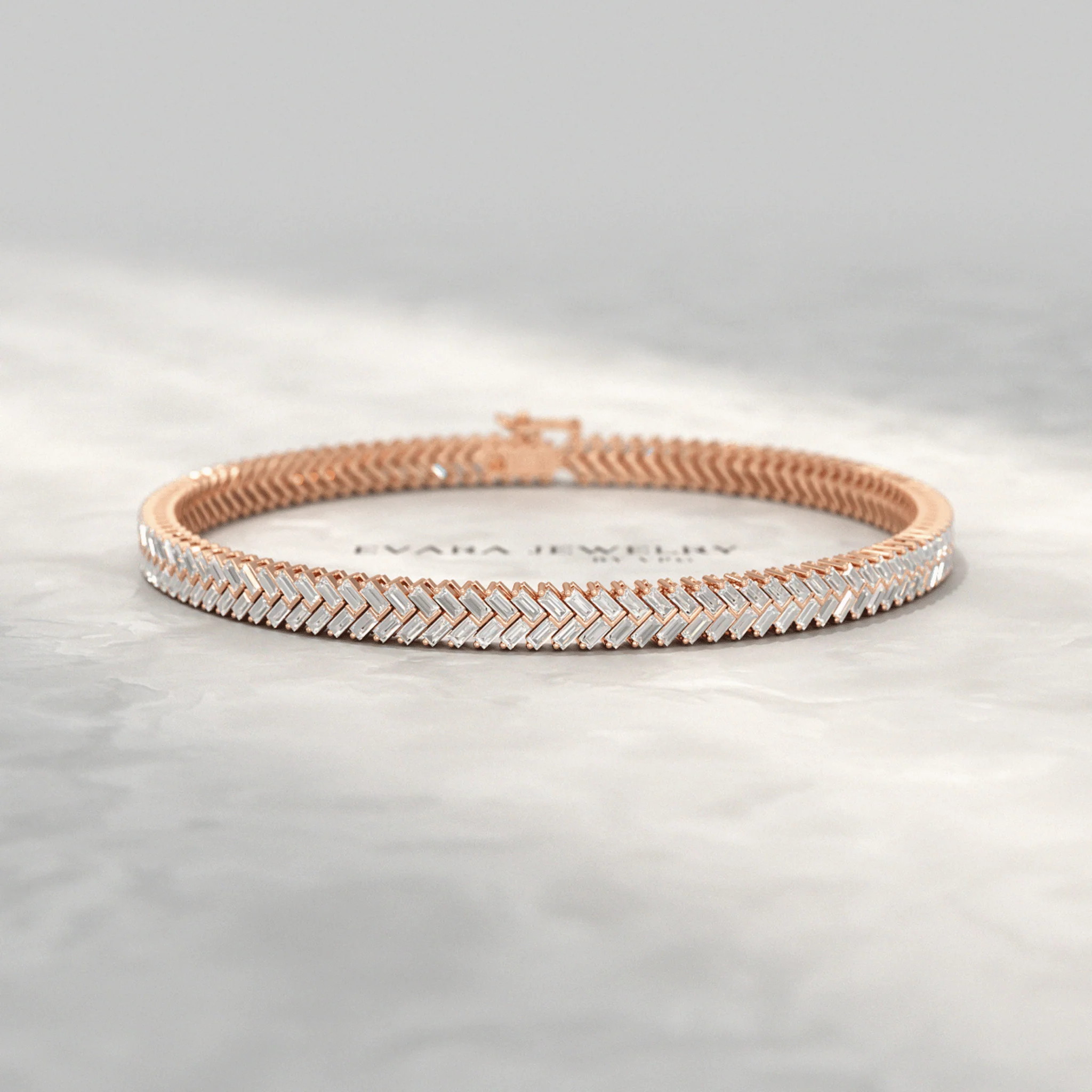 11 Carats Baguette Cut Diamond Chevron Tennis Bracelet in 10K, 14K, 18K Solid Gold - Image 10