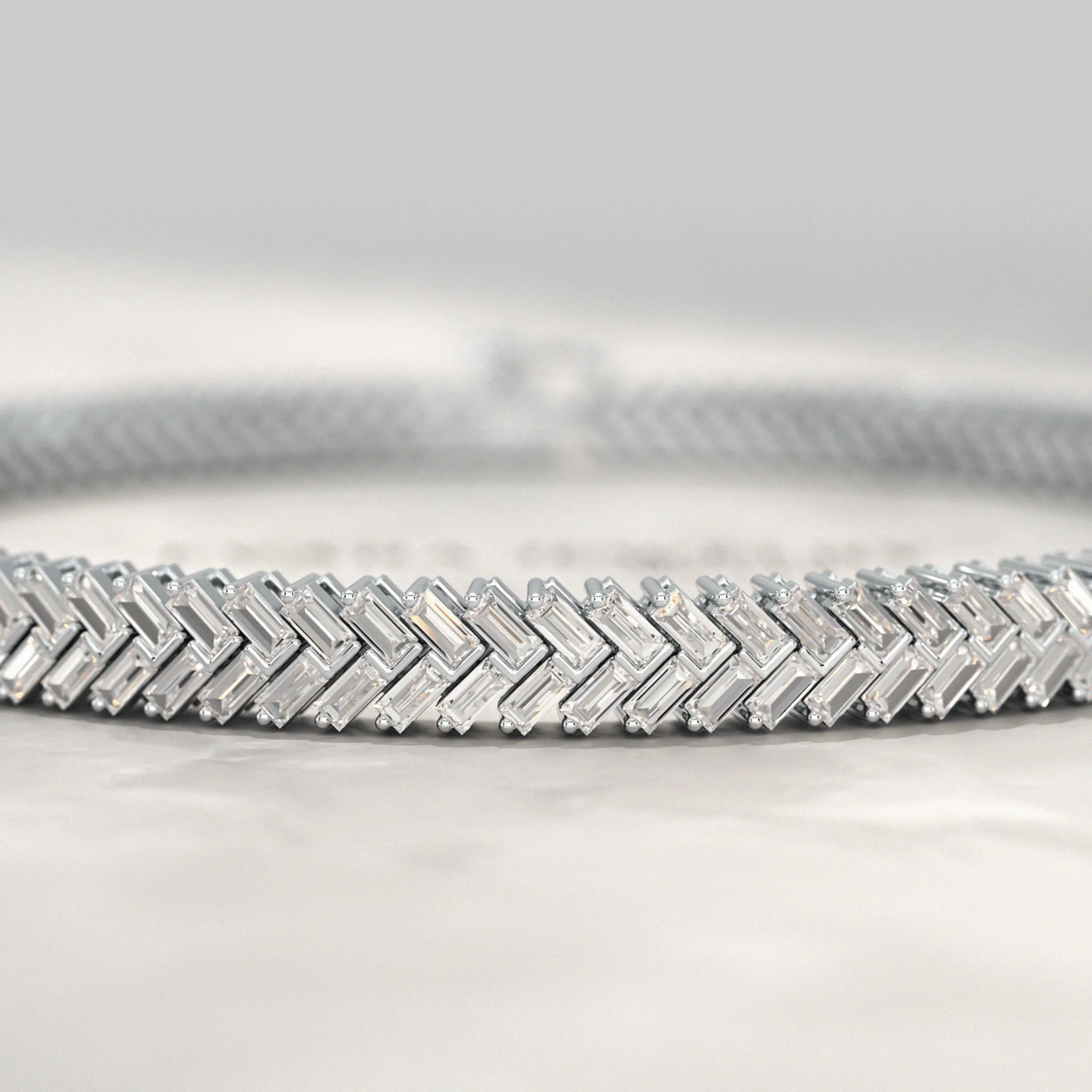 11 Carats Baguette Cut Diamond Chevron Tennis Bracelet in 10K, 14K, 18K Solid Gold - Image 6