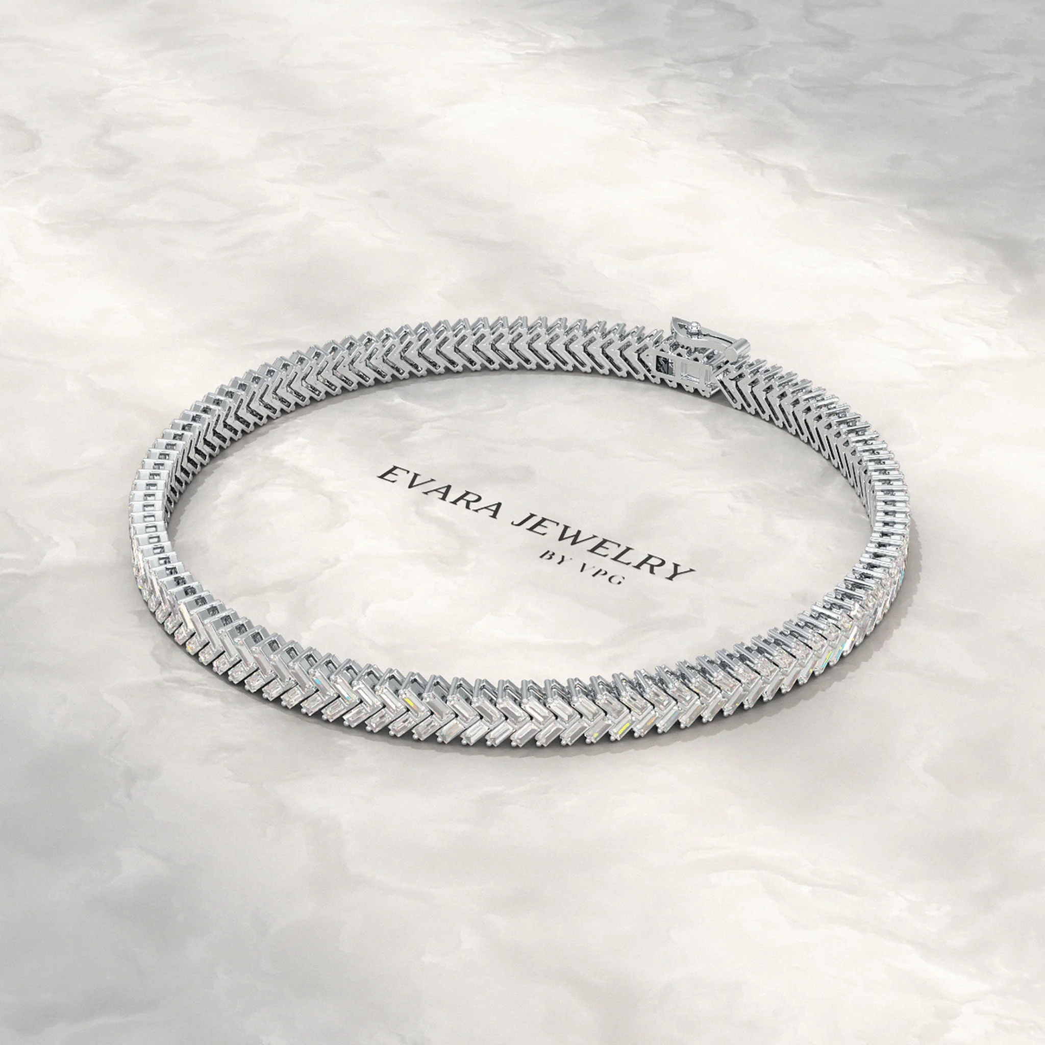 11 Carats Baguette Cut Diamond Chevron Tennis Bracelet in 10K, 14K, 18K Solid Gold - Image 9