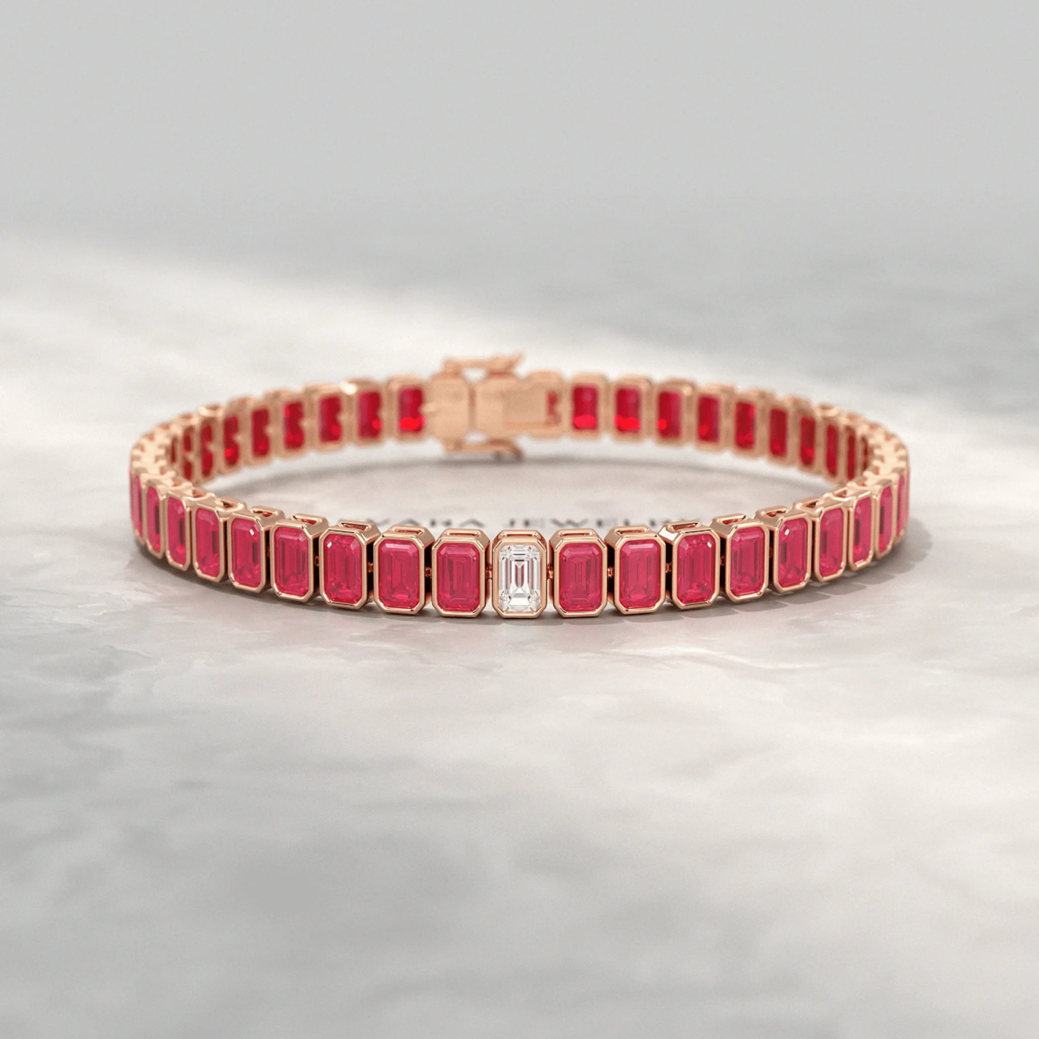 15 Carats Bezel Set Natural Ruby & Lab Grown Diamond Tennis Bracelet - Image 10