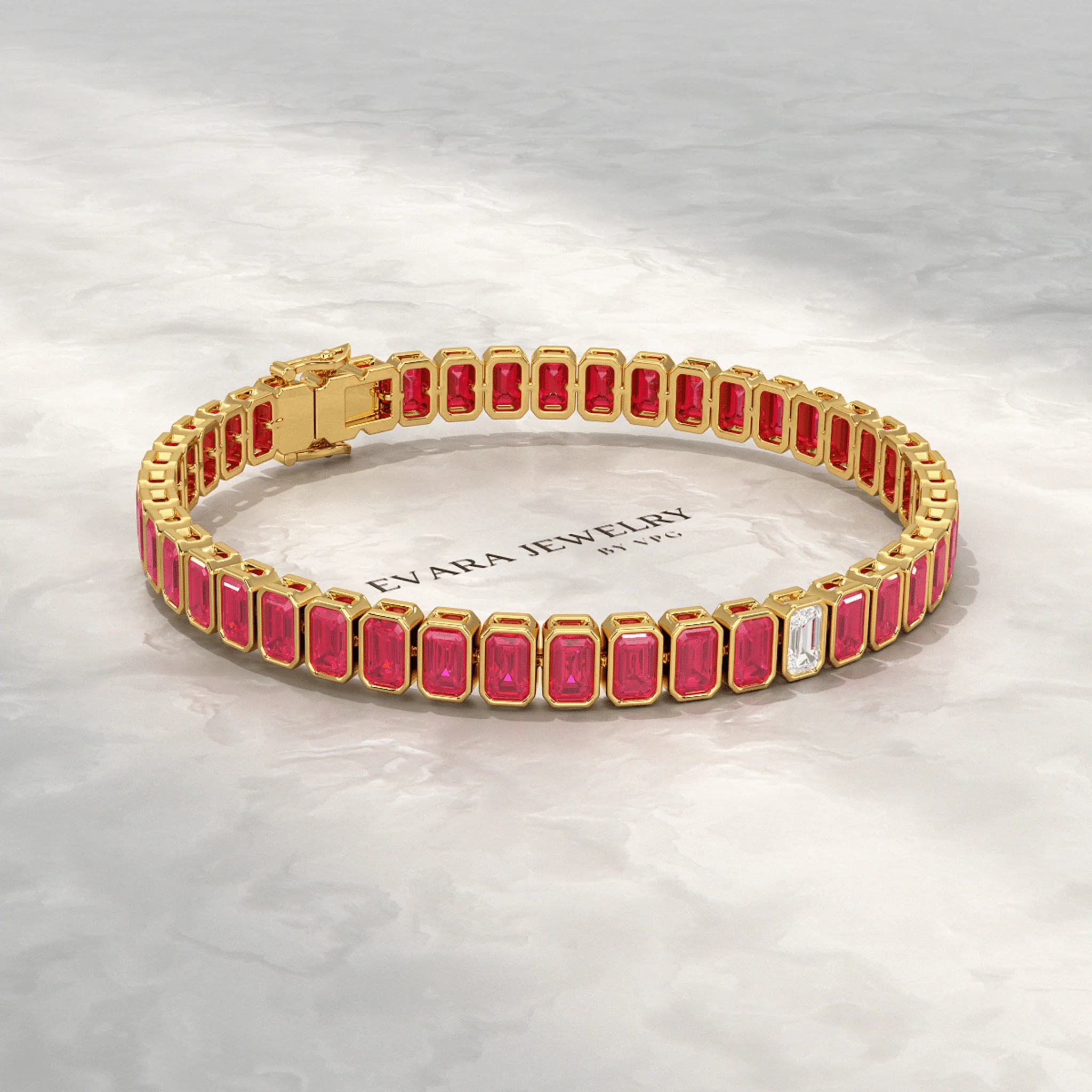 15 Carats Bezel Set Natural Ruby & Lab Grown Diamond Tennis Bracelet - Image 6