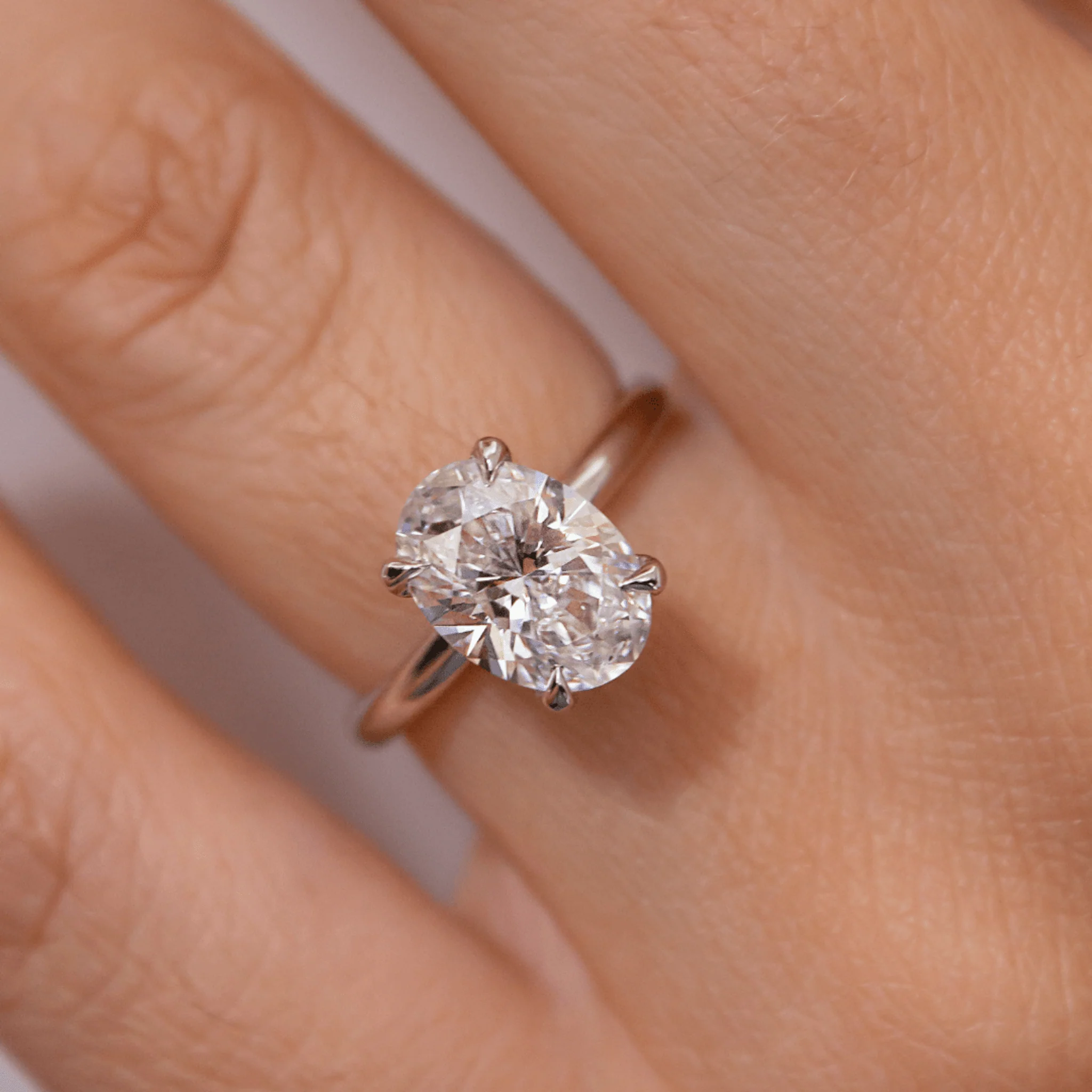 2.00 Carat Oval Cut Minimalist Prong Statement Ring - Image 3