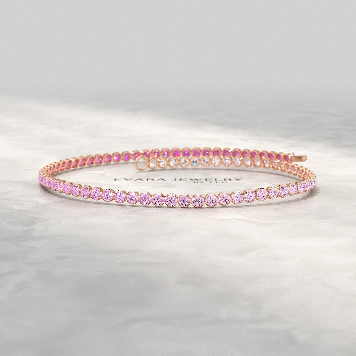 2.01 Carats Ombre Pink Sapphire Tennis Bracelet - Natural Sapphire Bracelet in Solid 18K/14K Gold - Image 2