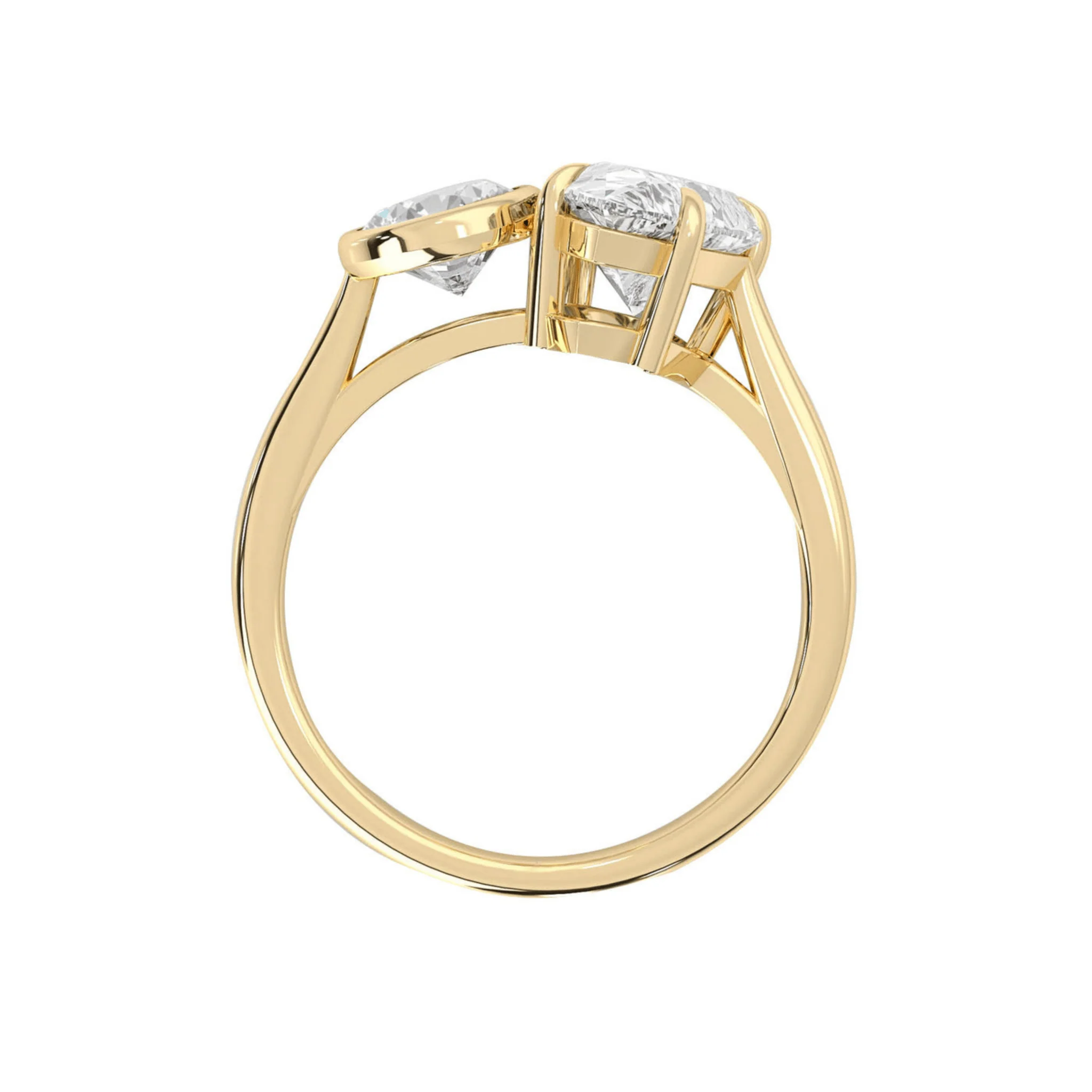 2.20 Carat Pear & Bezel Set Round Toi Et Moi Art Deco Engagement Ring - Image 10