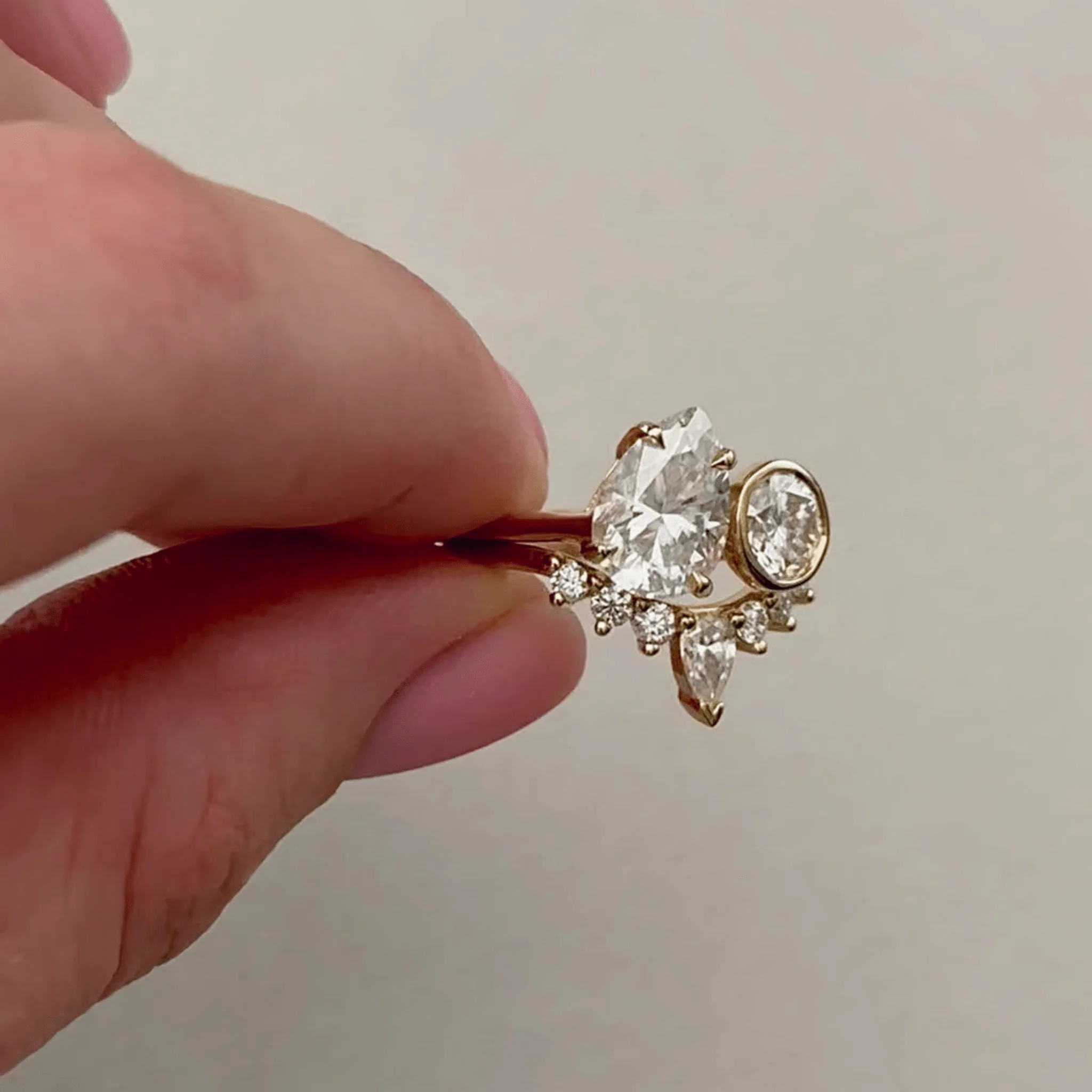 2.20 Carat Pear & Bezel Set Round Toi Et Moi Art Deco Engagement Ring - Image 7