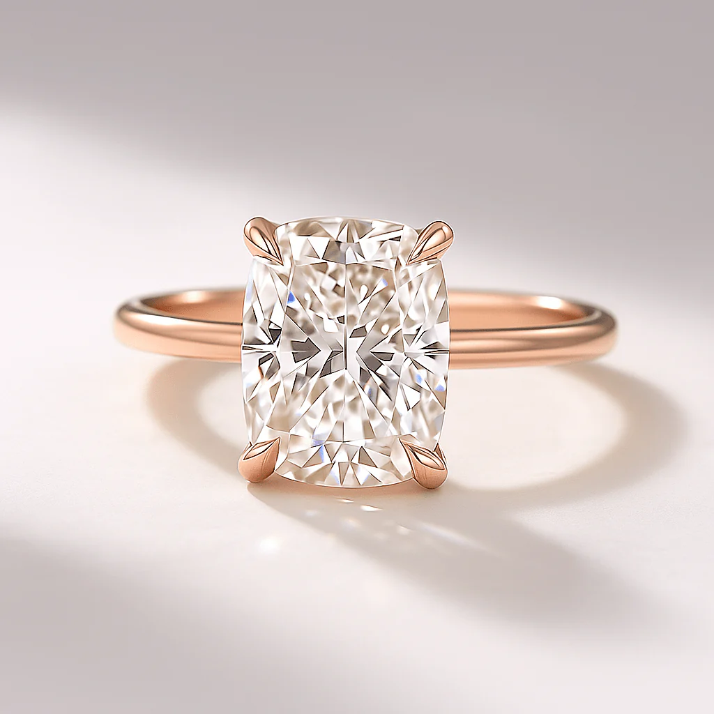 2.50 Carat Cushion Cut Minimalist Hidden Halo Diamond Engagement Ring - Image 13
