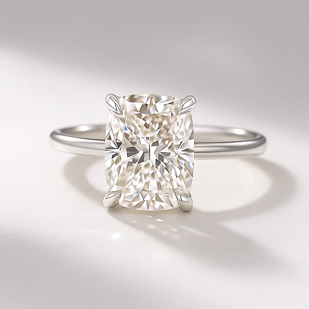 2.50 Carat Cushion Cut Minimalist Hidden Halo Diamond Engagement Ring - Image 14
