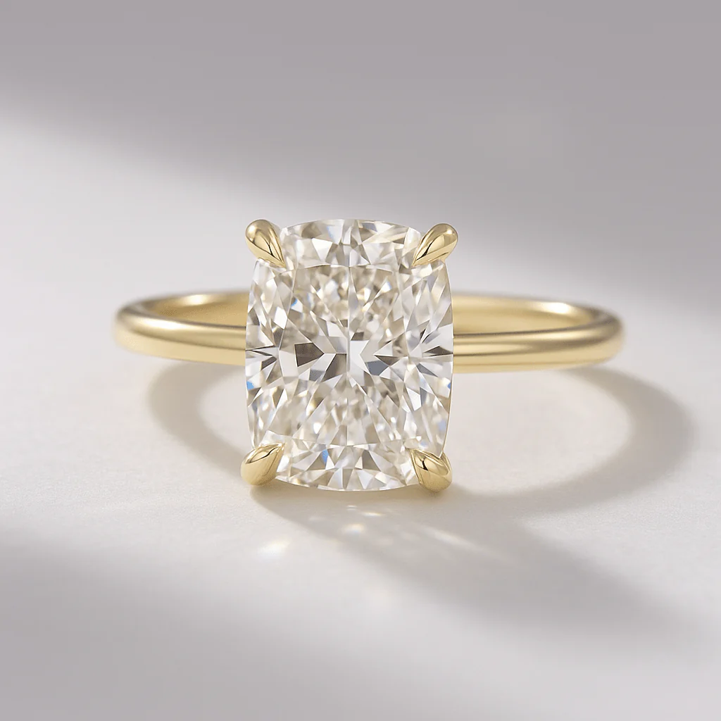 2.50 Carat Cushion Cut Minimalist Hidden Halo Diamond Engagement Ring - Image 4
