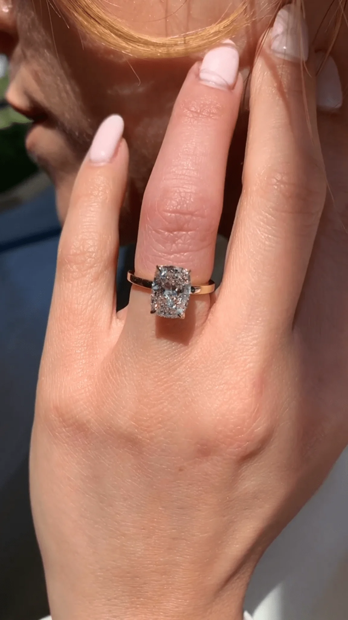 2.50 Carat Cushion Cut Minimalist Hidden Halo Diamond Engagement Ring - Image 5