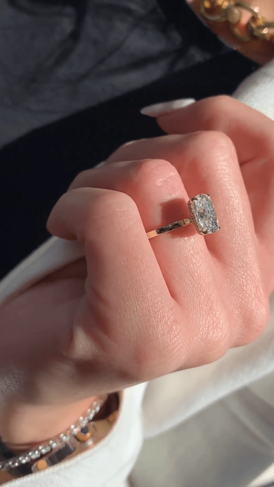 2.50 Carat Cushion Cut Minimalist Hidden Halo Diamond Engagement Ring - Image 7