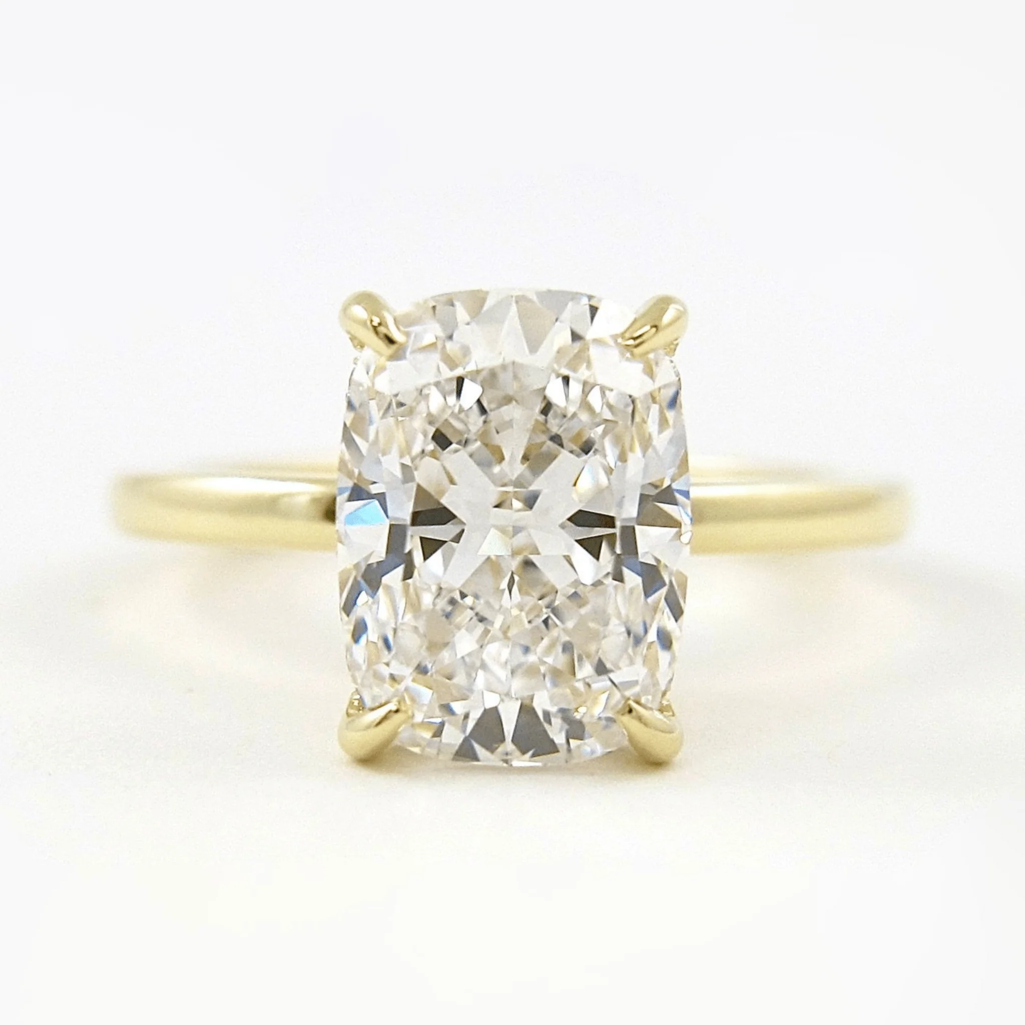 2.50 Carat Cushion Cut Minimalist Hidden Halo Diamond Engagement Ring - Image 8