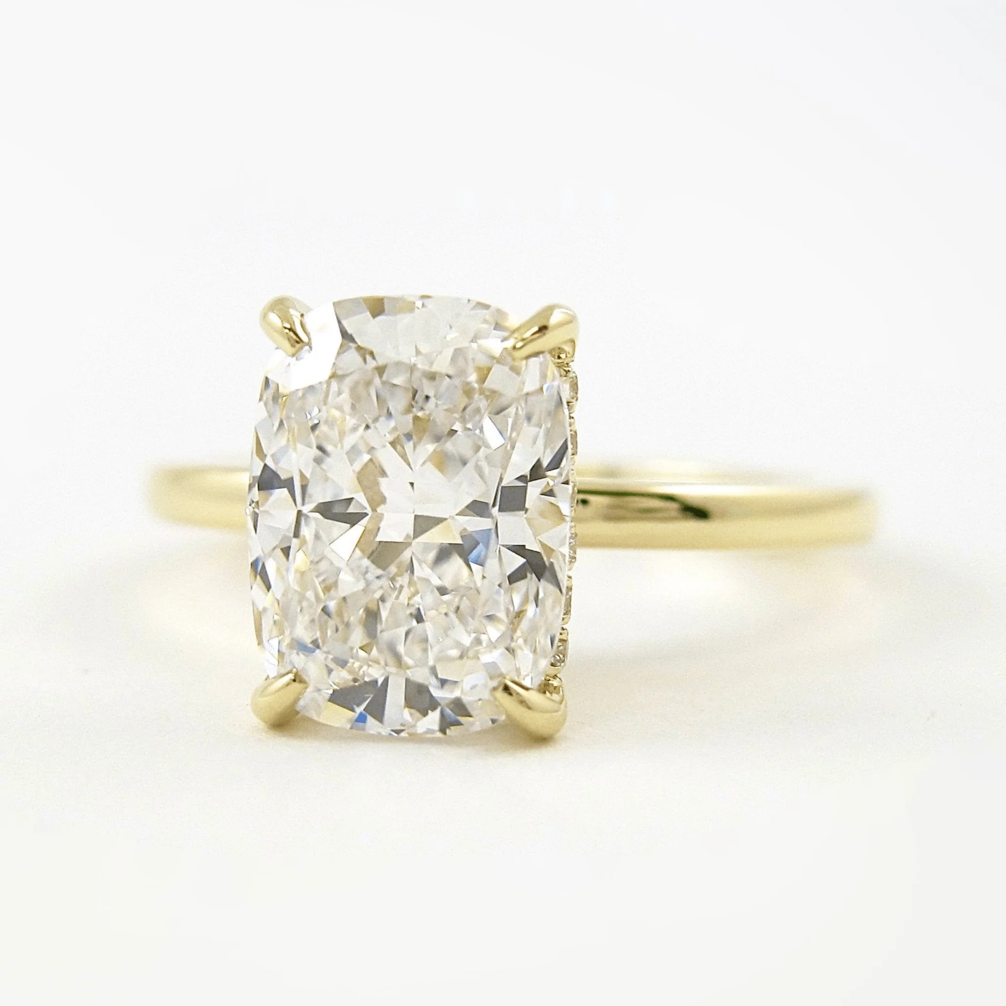 2.50 Carat Cushion Cut Minimalist Hidden Halo Diamond Engagement Ring - Image 9