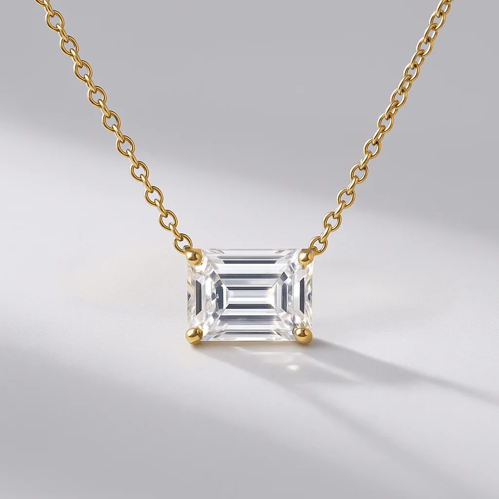 2 Carat Emerald Cut Solitaire Necklace - Image 7