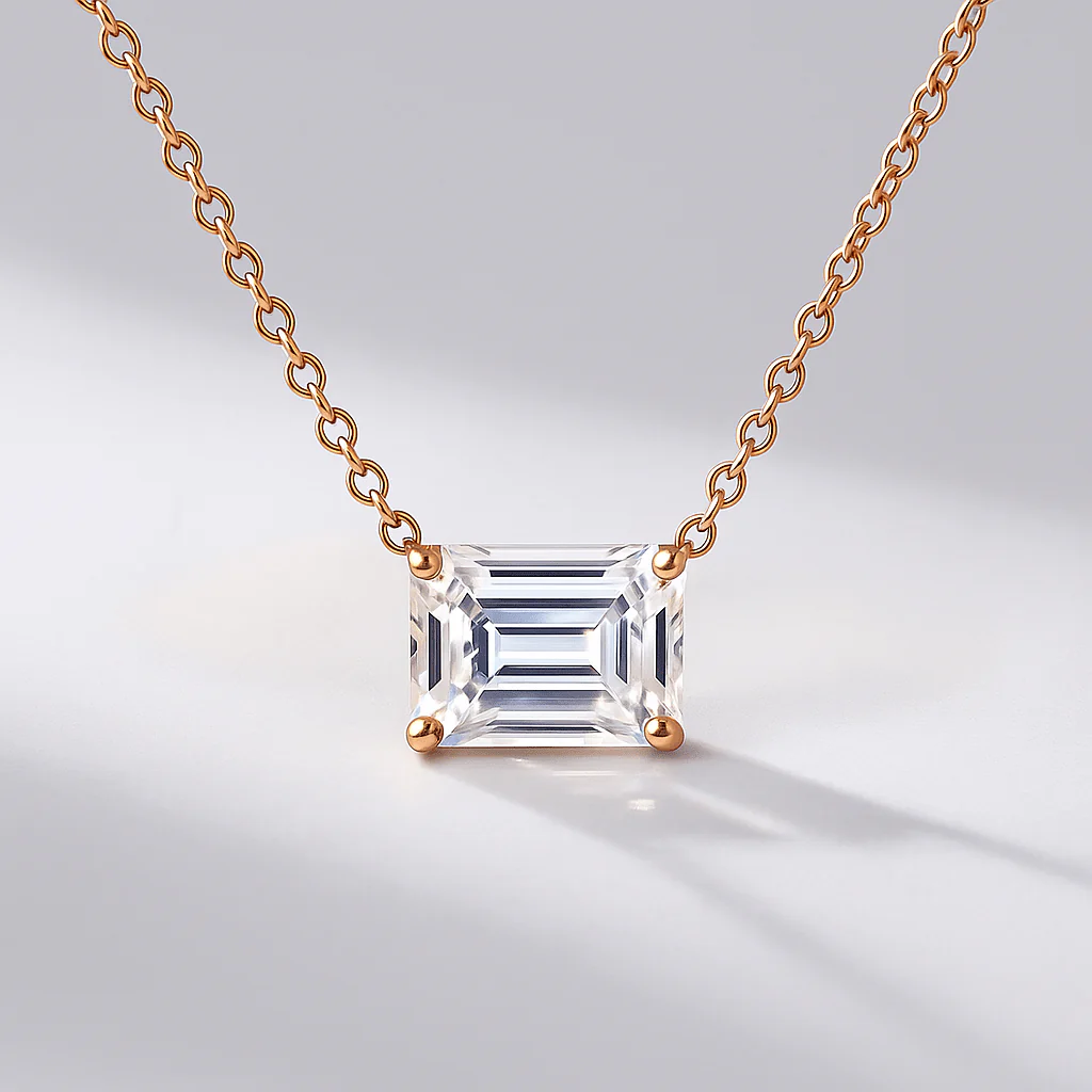 2 Carat Emerald Cut Solitaire Necklace - Image 11