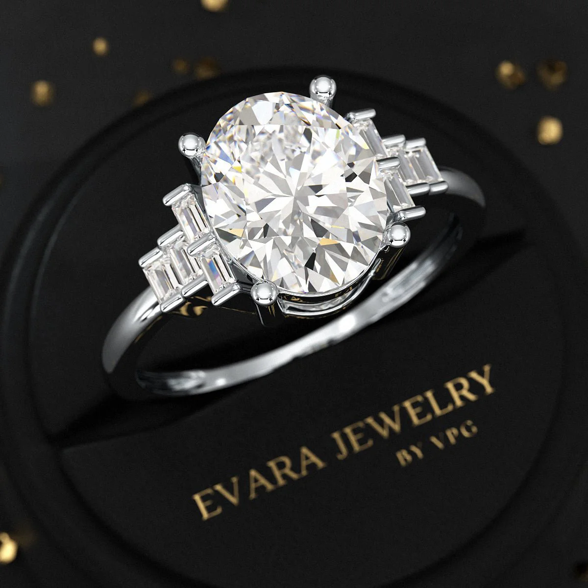 2.50 Carat Oval Cut Art Deco Engagement Ring with Lab Grown Diamonds - Image 10