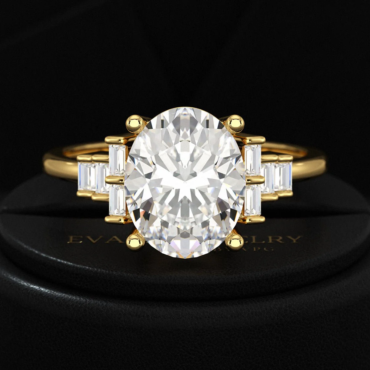 2.50 Carat Oval Cut Art Deco Engagement Ring with Lab Grown Diamonds - Image 4