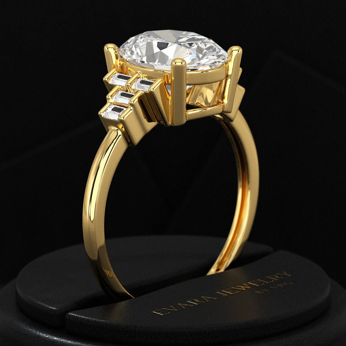 2.50 Carat Oval Cut Art Deco Engagement Ring with Lab Grown Diamonds - Image 5