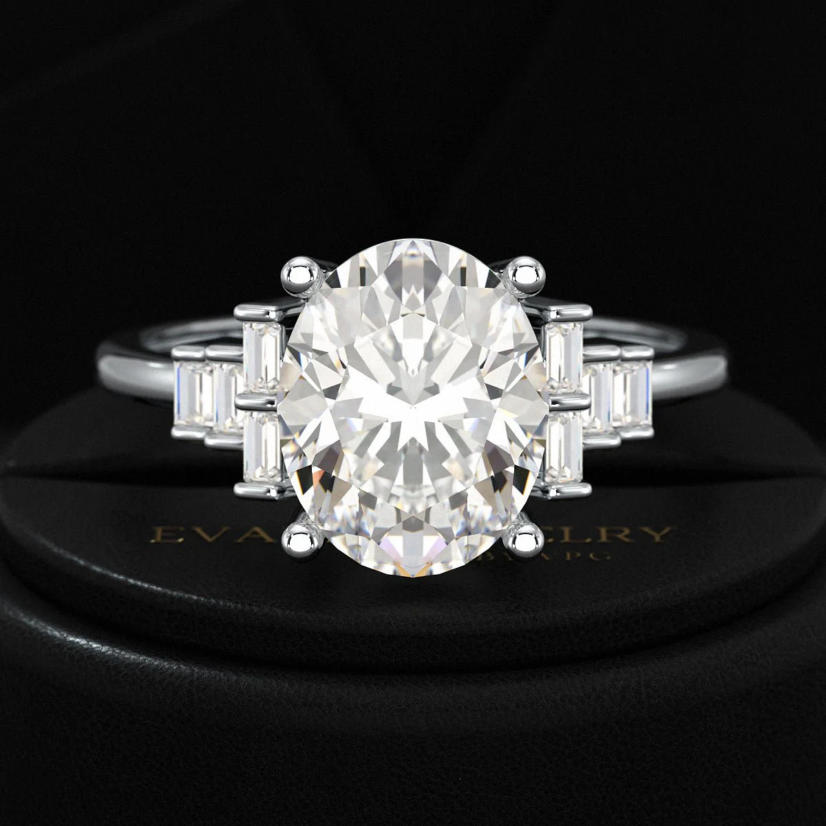 2.50 Carat Oval Cut Art Deco Engagement Ring with Lab Grown Diamonds - Image 9