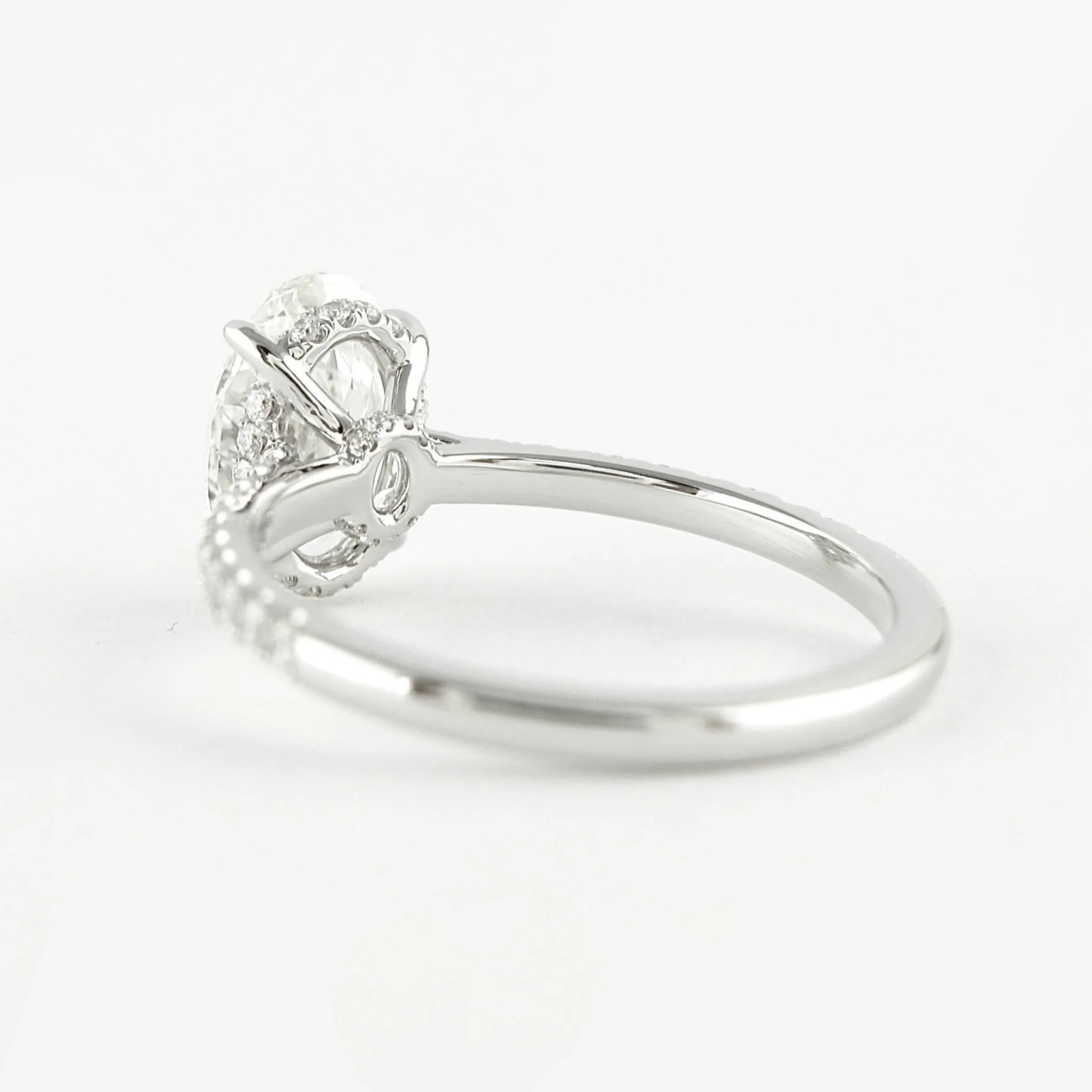 2.50 Carat Oval Cut Prong Set Lab Grown Diamond Engagement Ring with Pave Diamond Band - Image 11