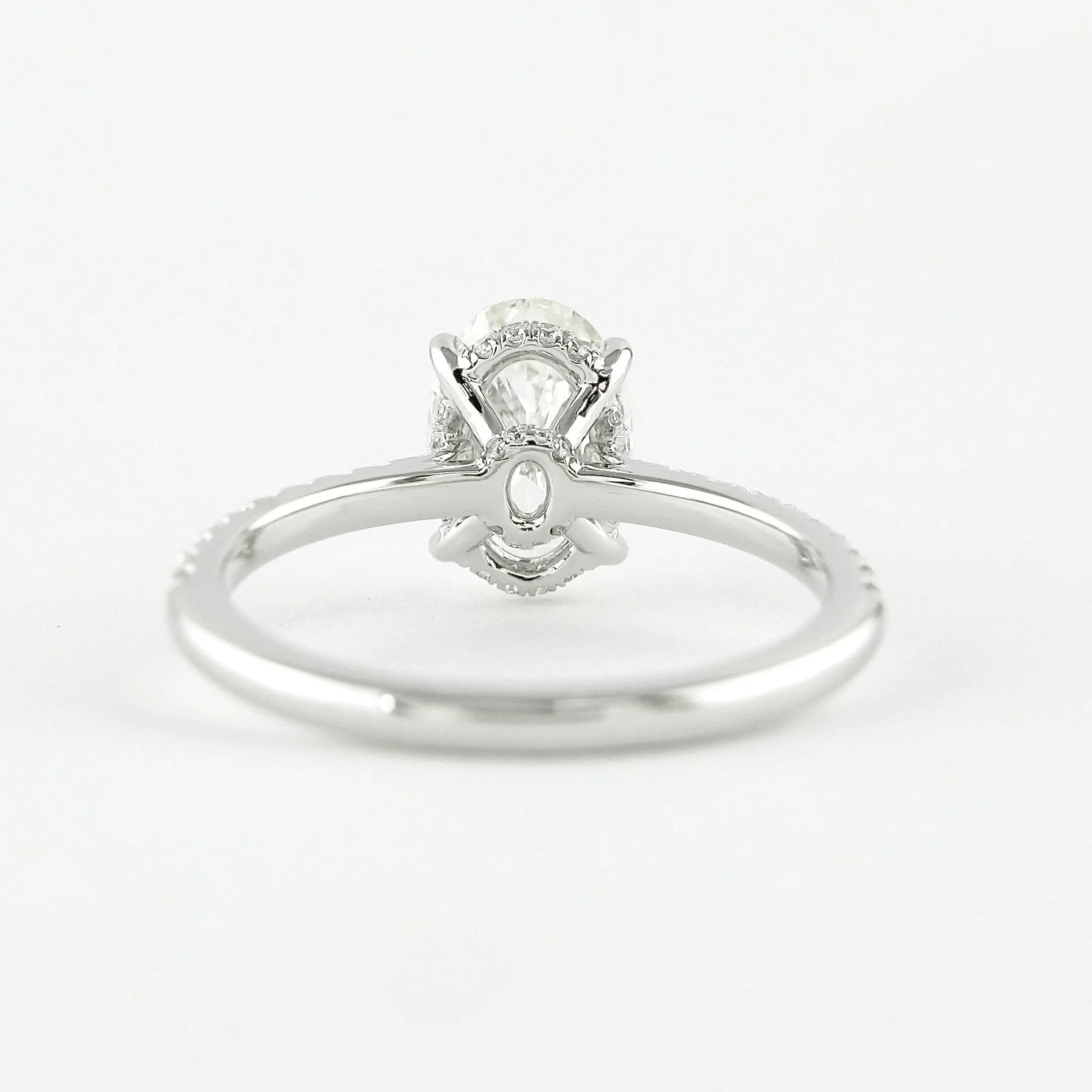 2.50 Carat Oval Cut Prong Set Lab Grown Diamond Engagement Ring with Pave Diamond Band - Image 12