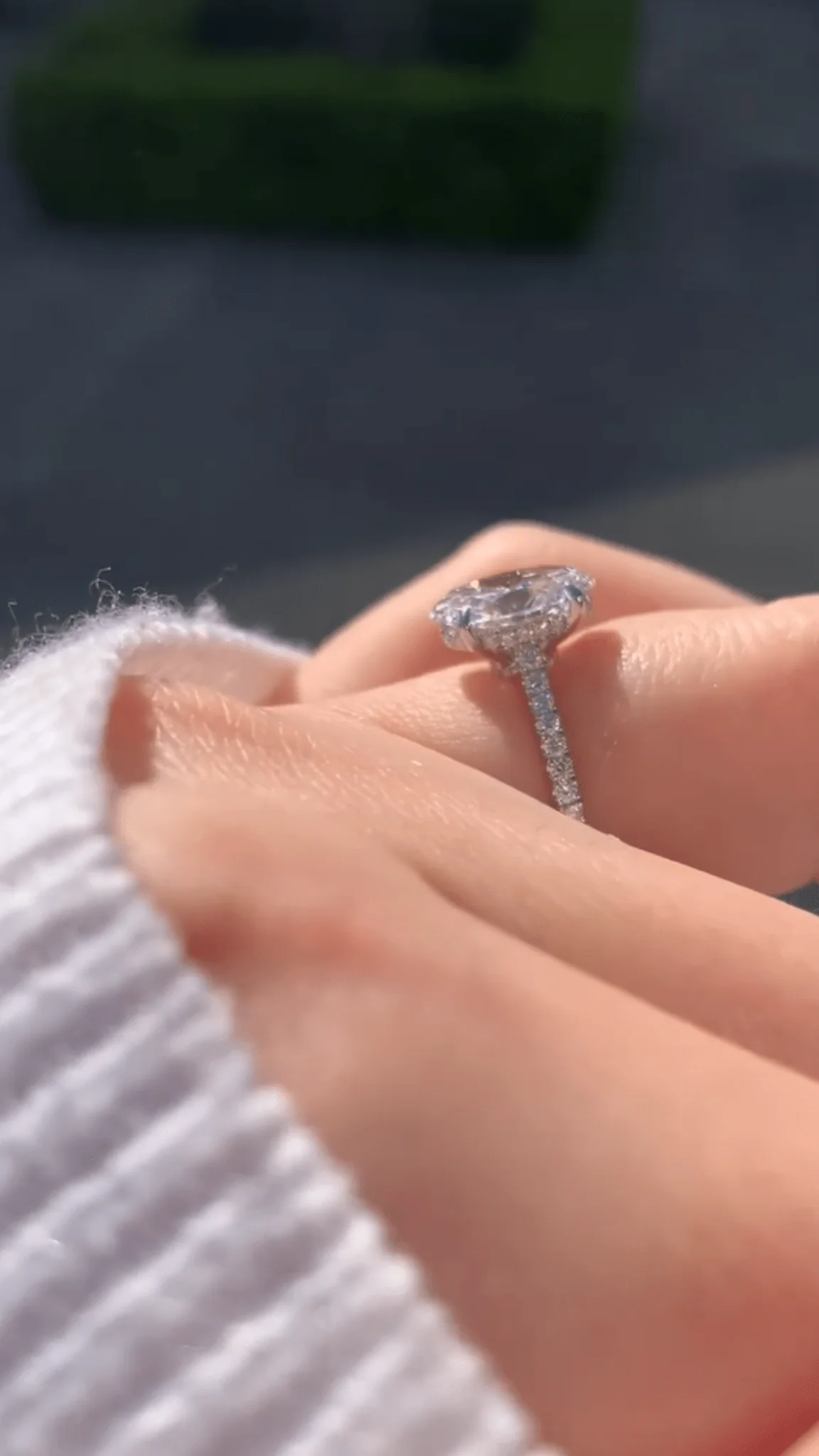 2.50 Carat Oval Cut Prong Set Lab Grown Diamond Engagement Ring with Pave Diamond Band - Image 6