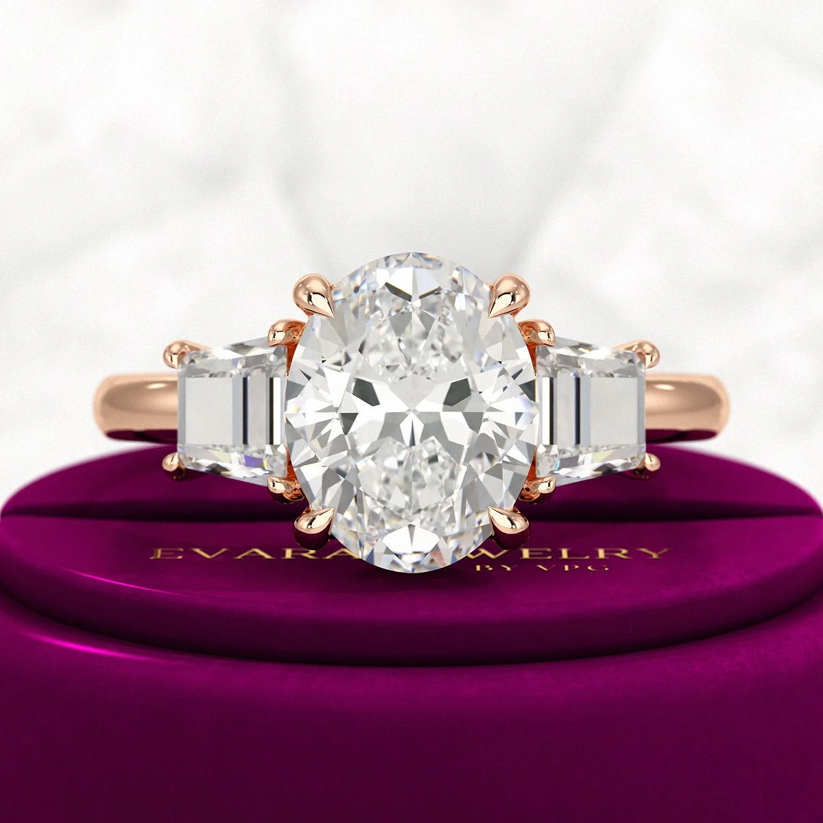 2.50 Carat Oval Diamond Three Stone Engagement Ring - Image 8