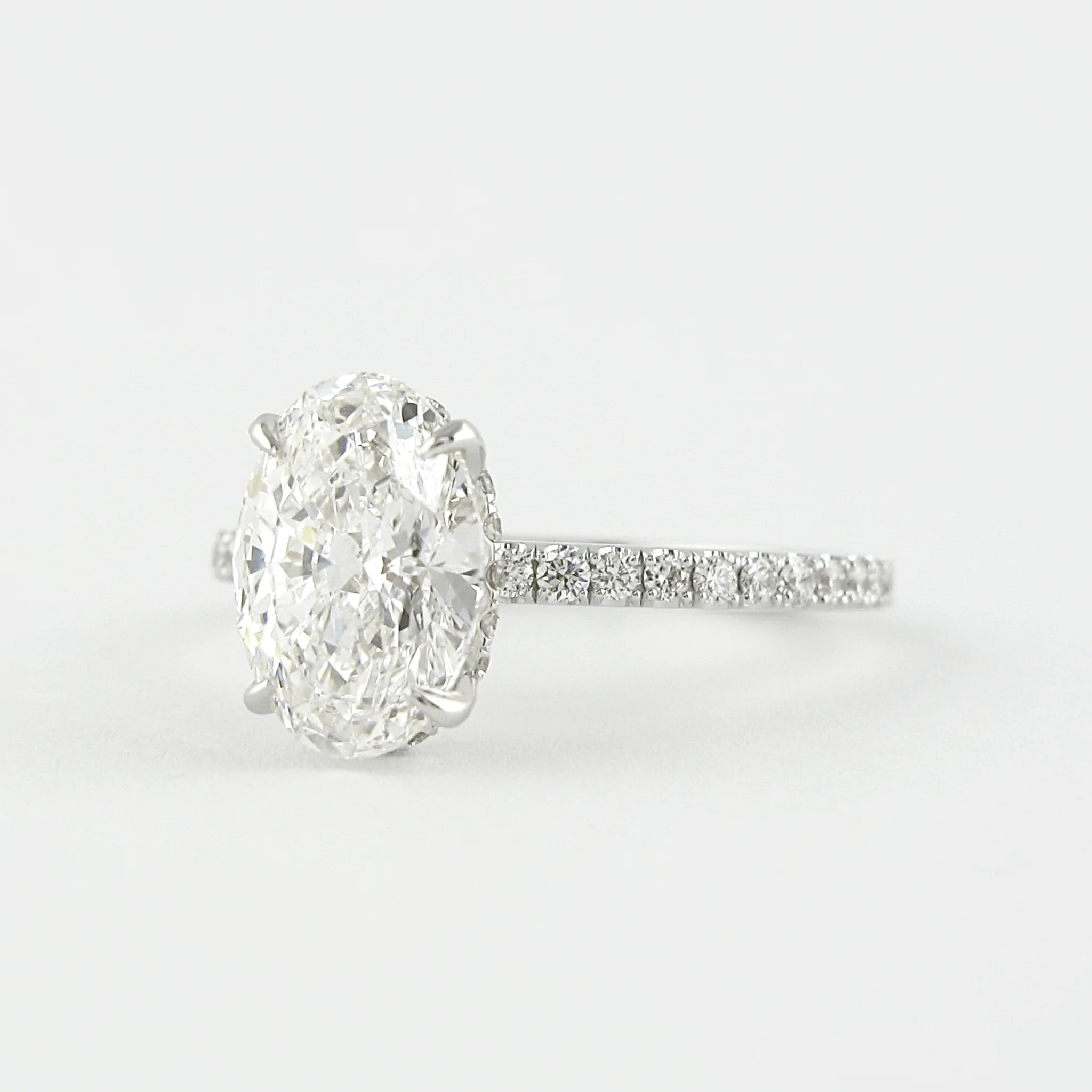 2.50 Carat Oval Pave Engagement Ring with Hidden Halo - Image 10