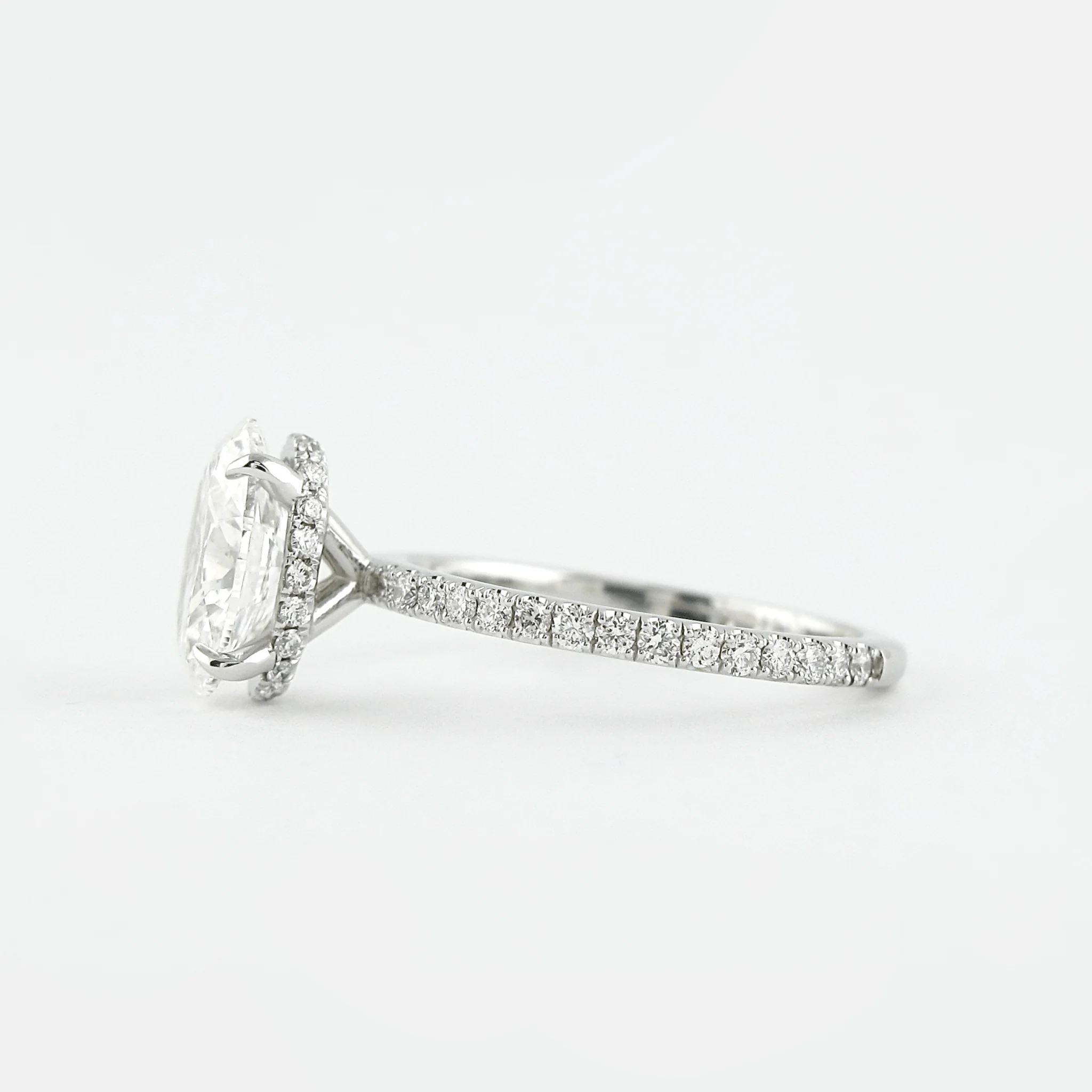 2.50 Carat Oval Pave Engagement Ring with Hidden Halo - Image 11