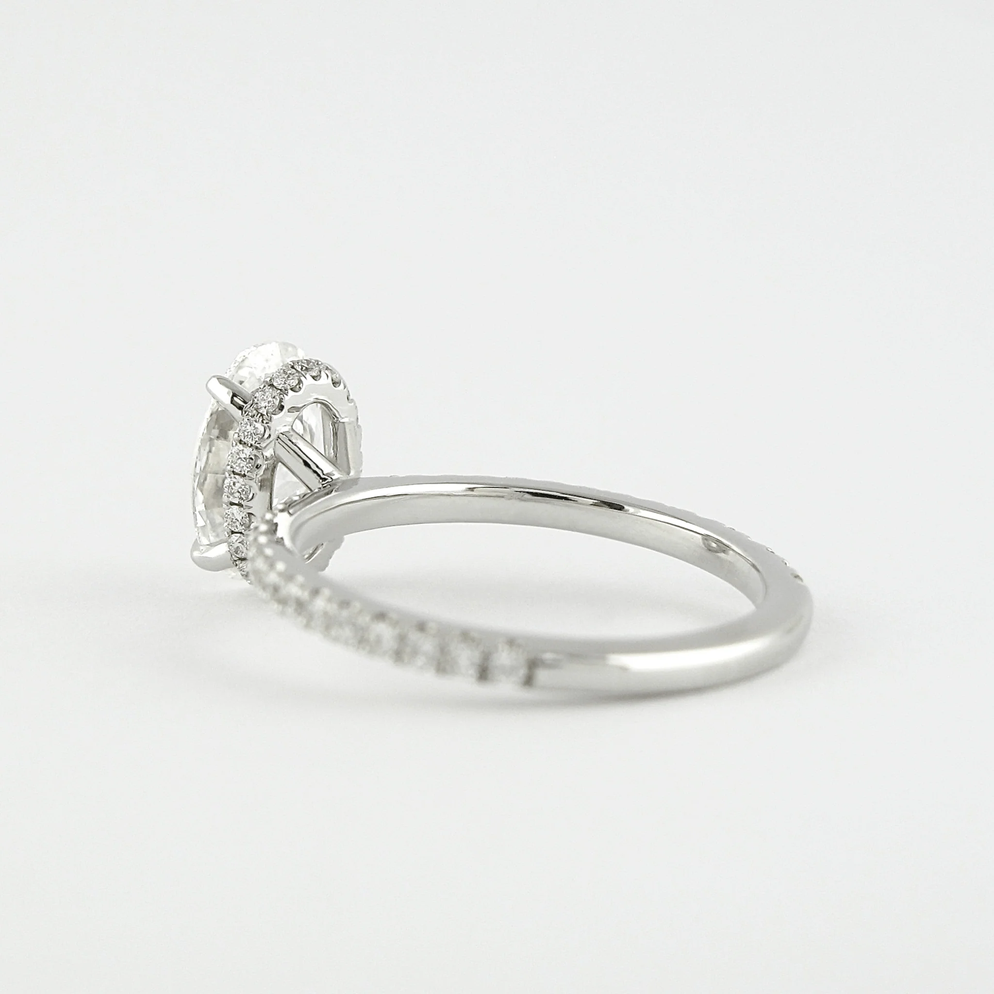 2.50 Carat Oval Pave Engagement Ring with Hidden Halo - Image 12