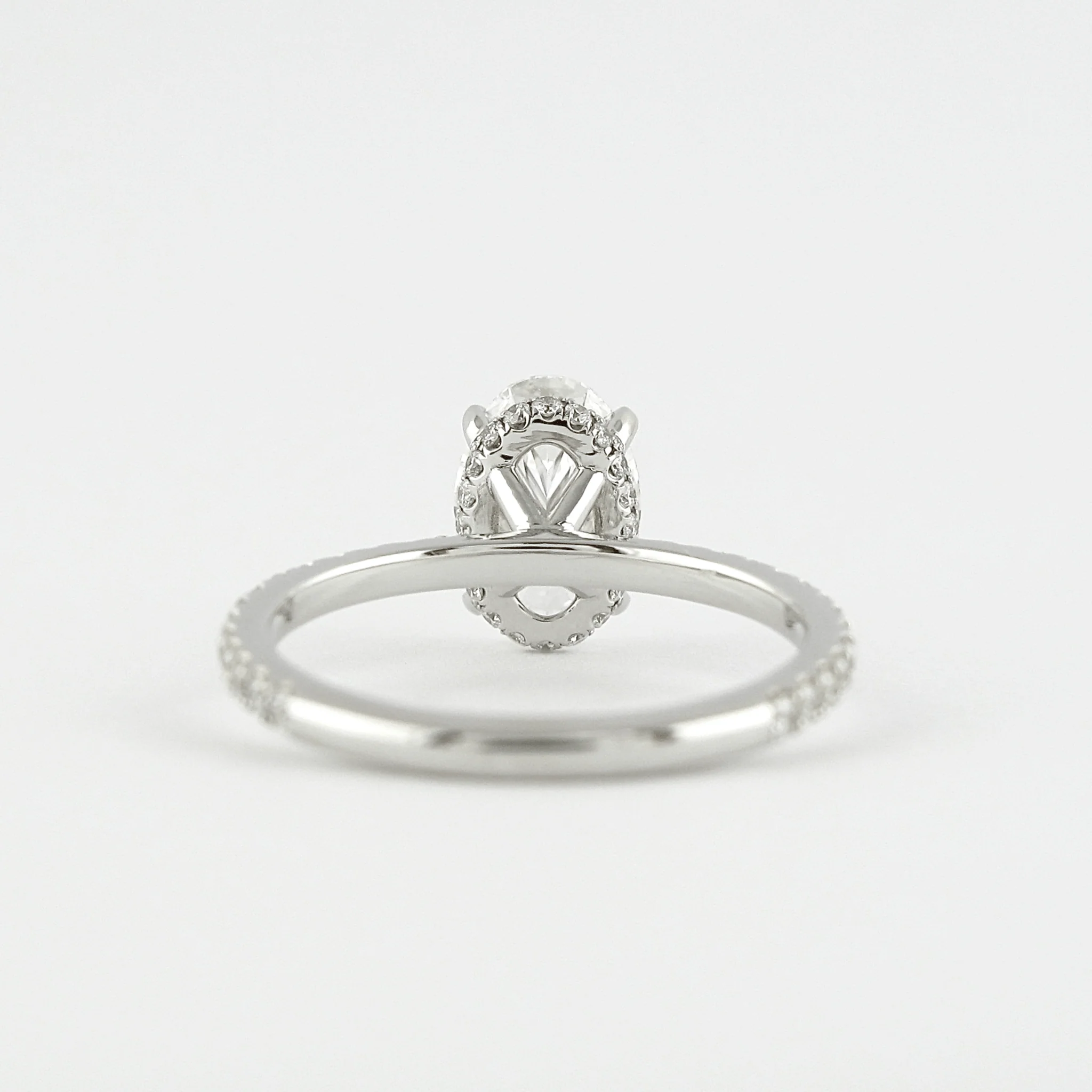 2.50 Carat Oval Pave Engagement Ring with Hidden Halo - Image 13
