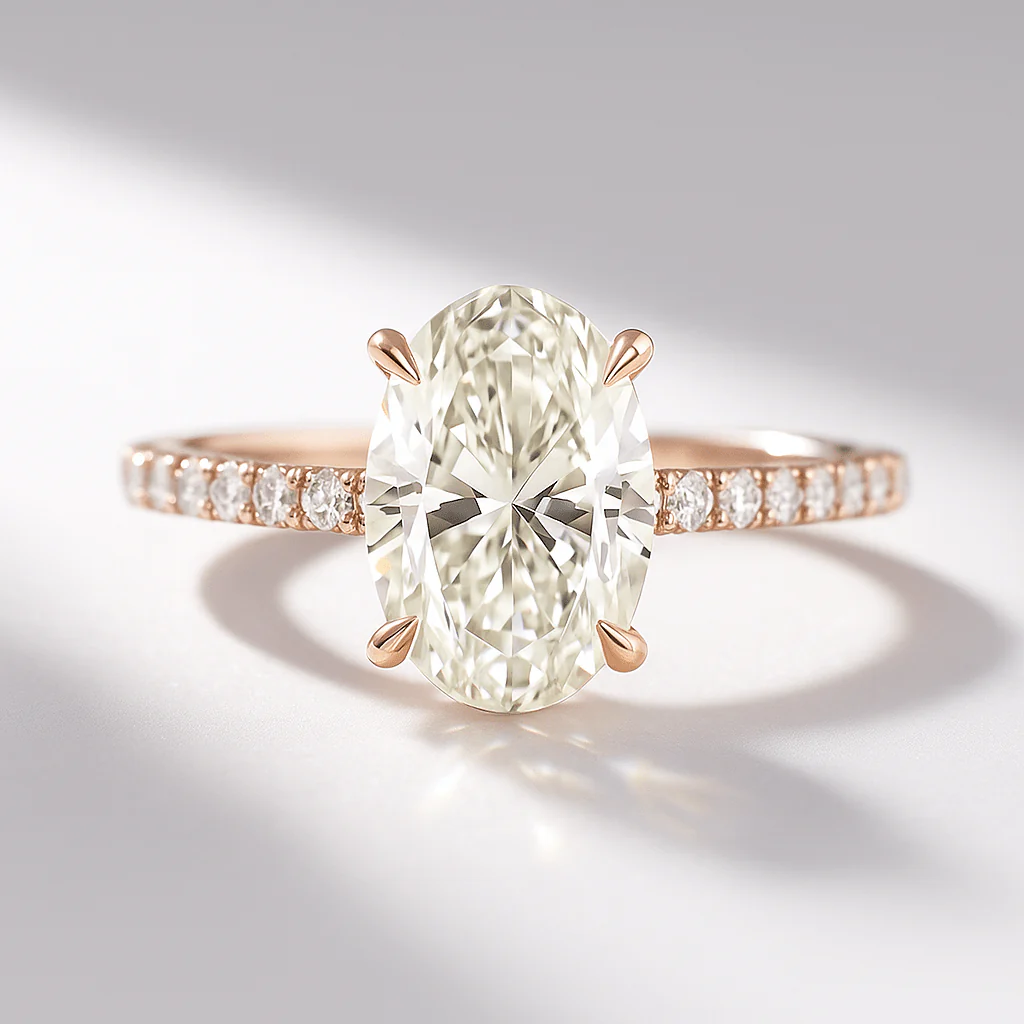2.50 Carat Oval Pave Engagement Ring with Hidden Halo - Image 14