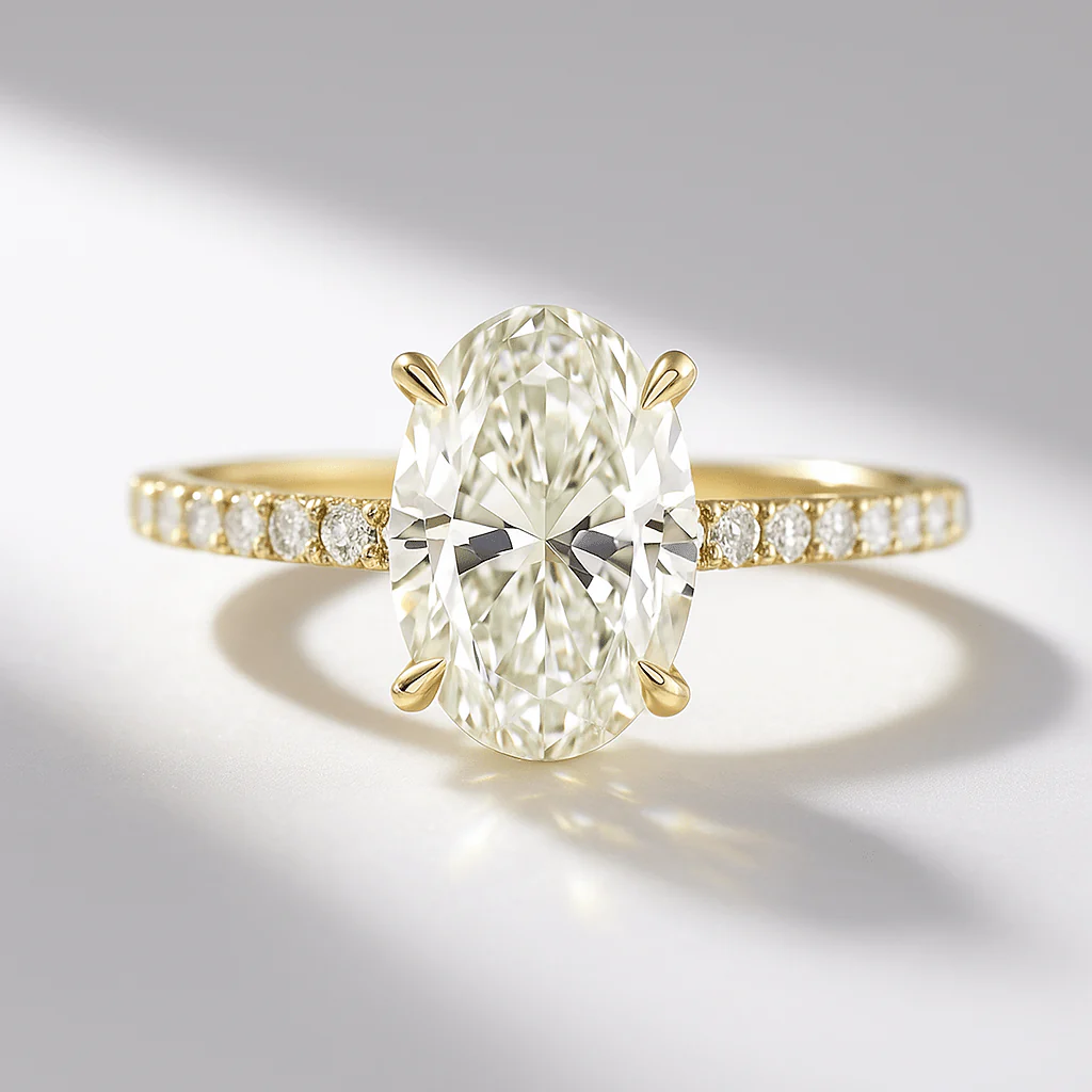 2.50 Carat Oval Pave Engagement Ring with Hidden Halo - Image 4