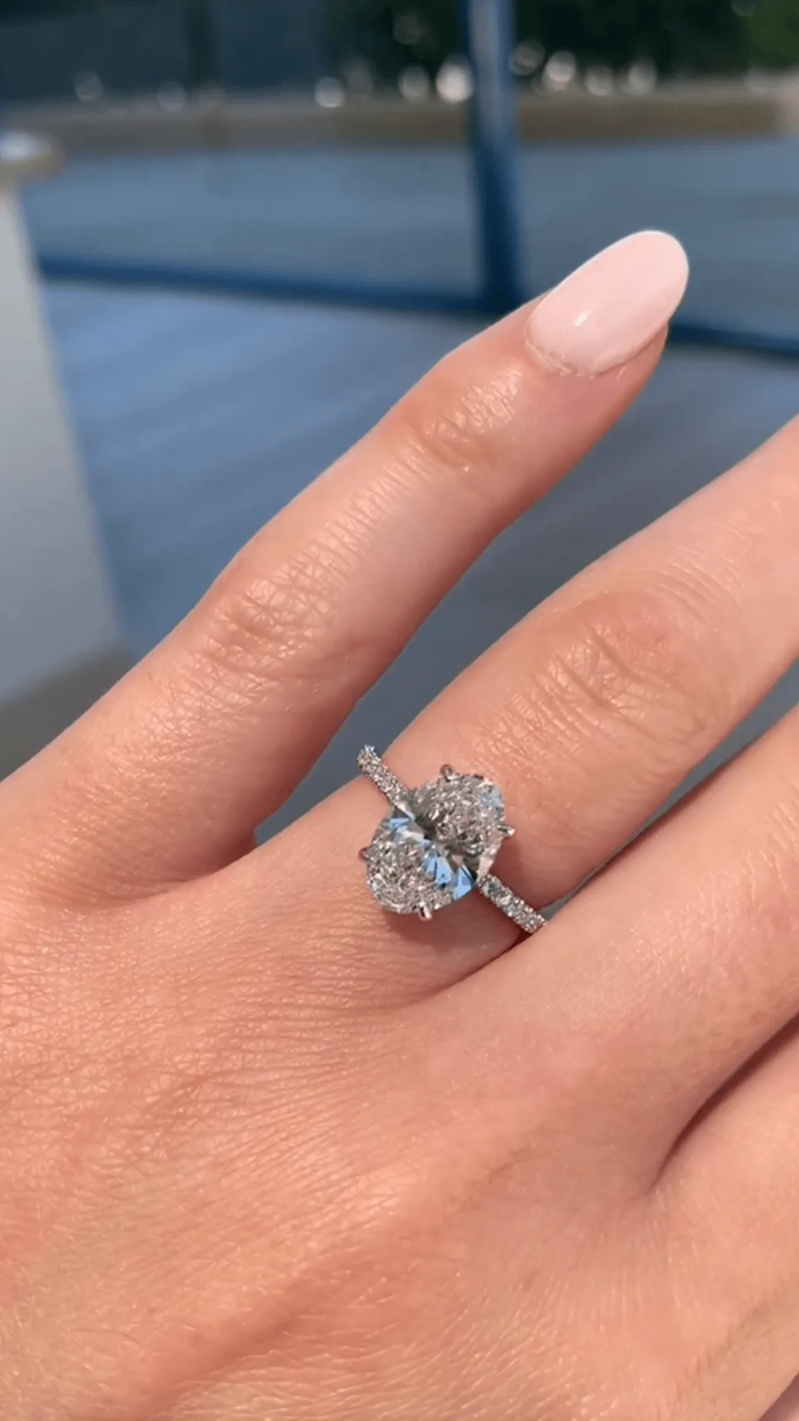 2.50 Carat Oval Pave Engagement Ring with Hidden Halo - Image 5