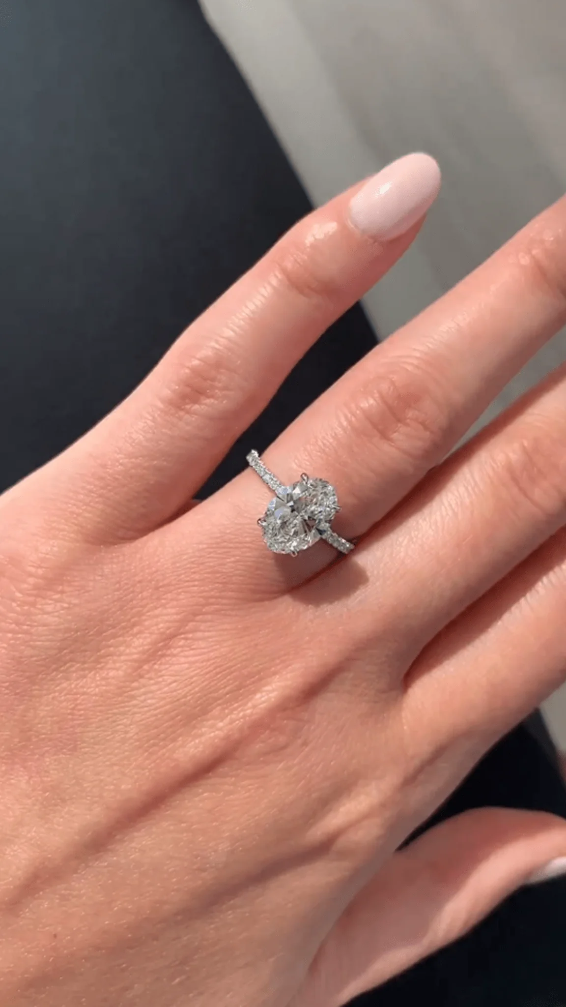 2.50 Carat Oval Pave Engagement Ring with Hidden Halo - Image 6