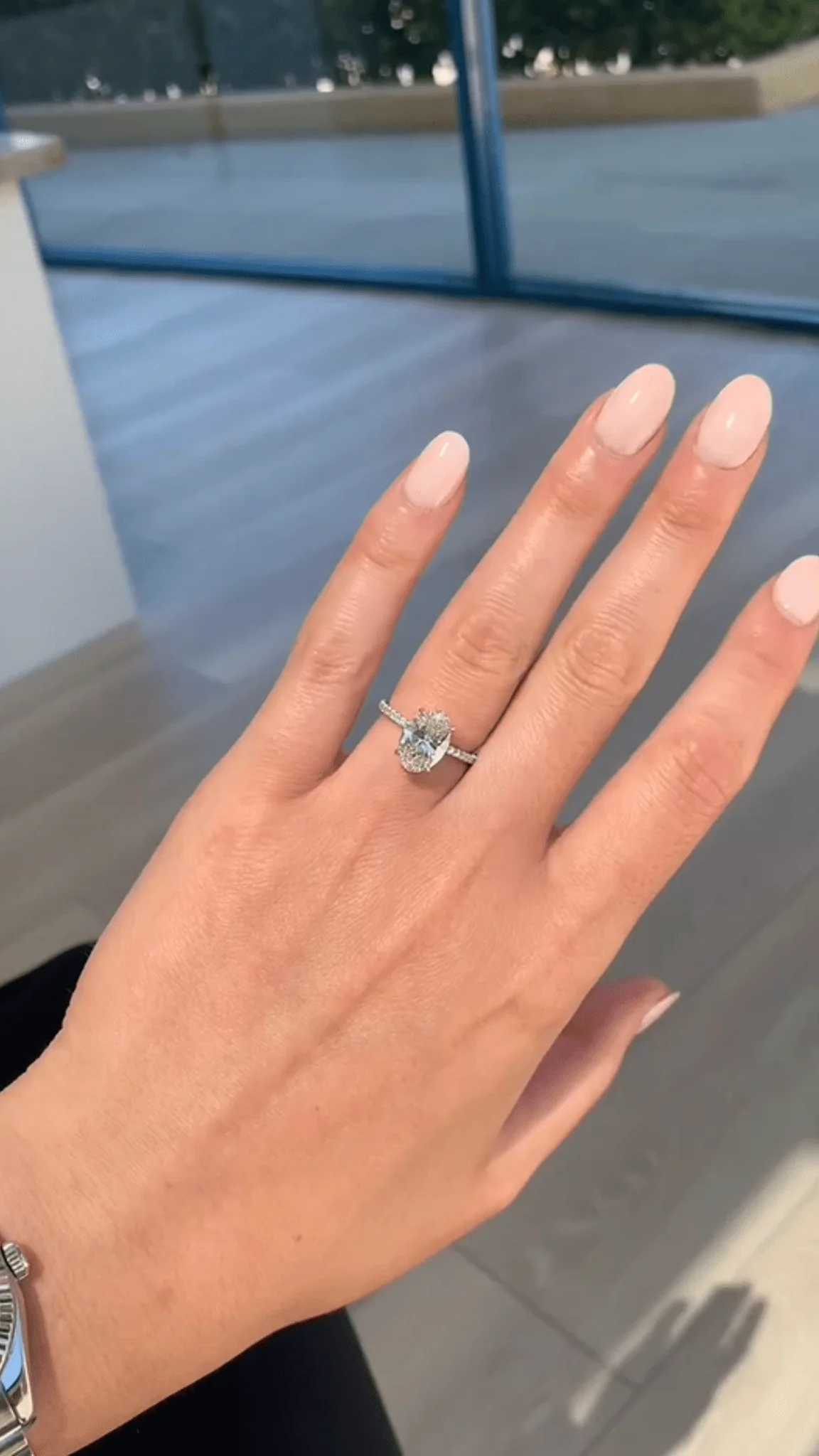 2.50 Carat Oval Pave Engagement Ring with Hidden Halo - Image 7