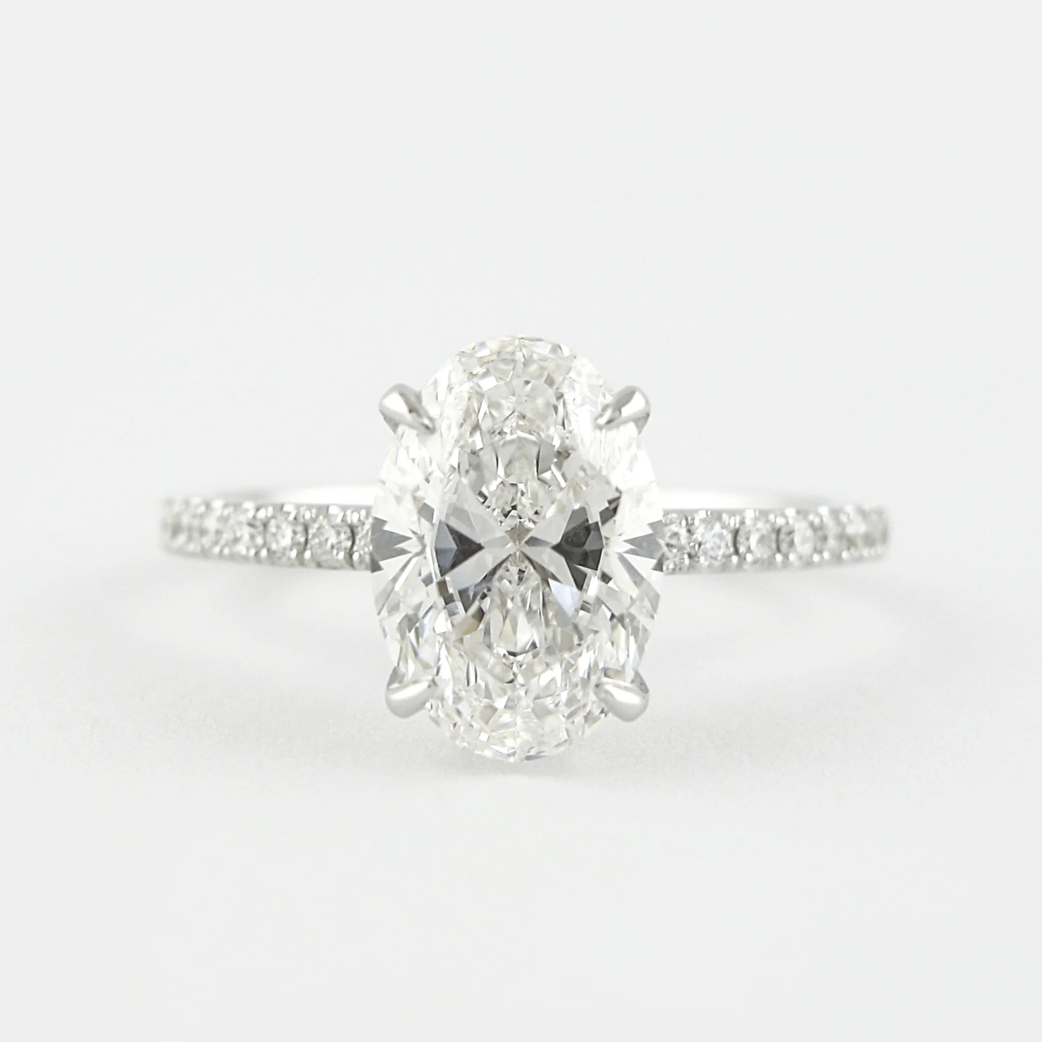 2.50 Carat Oval Pave Engagement Ring with Hidden Halo - Image 9