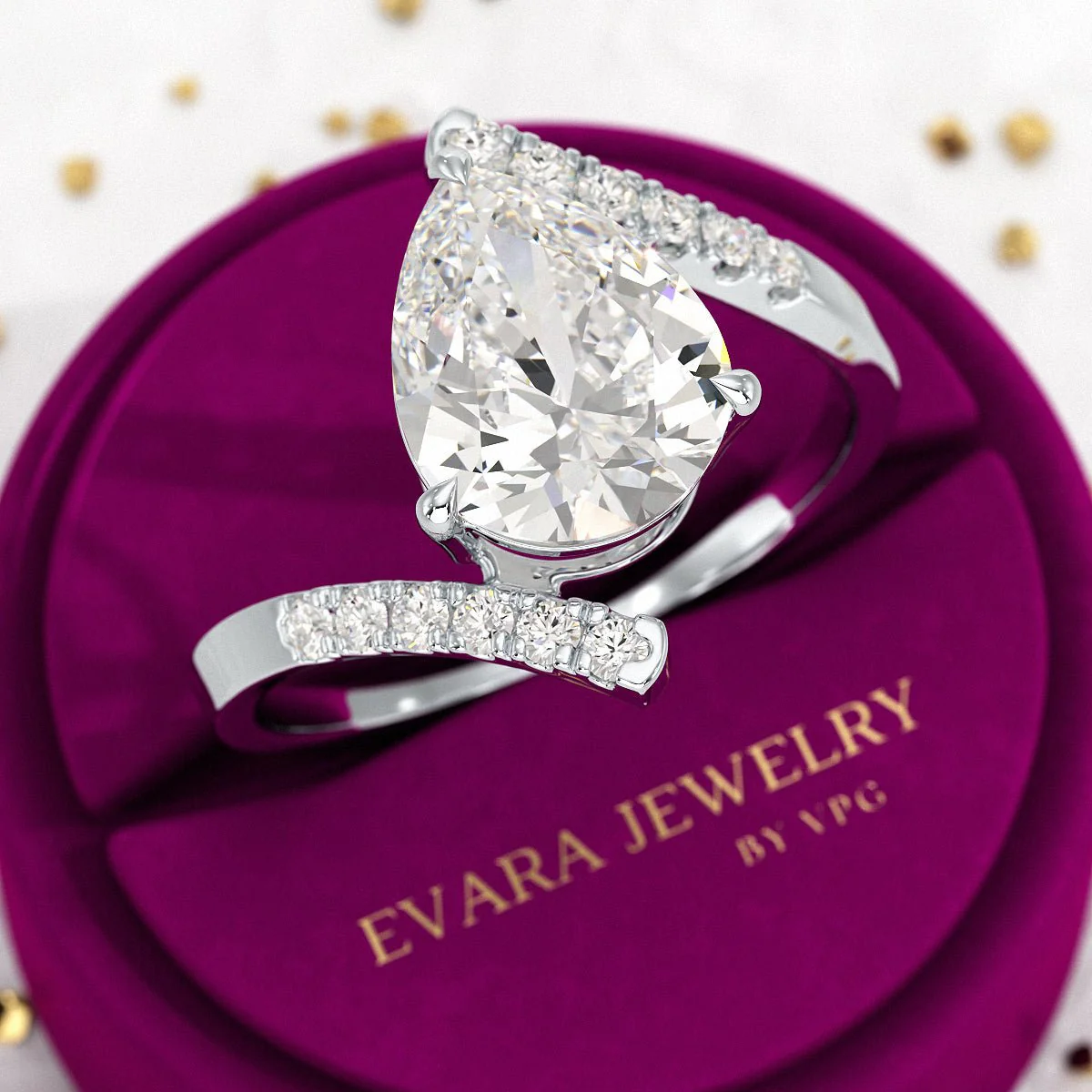 2.50 Carat Pear Cut Diamond Art Deco Statement Ring - Image 7