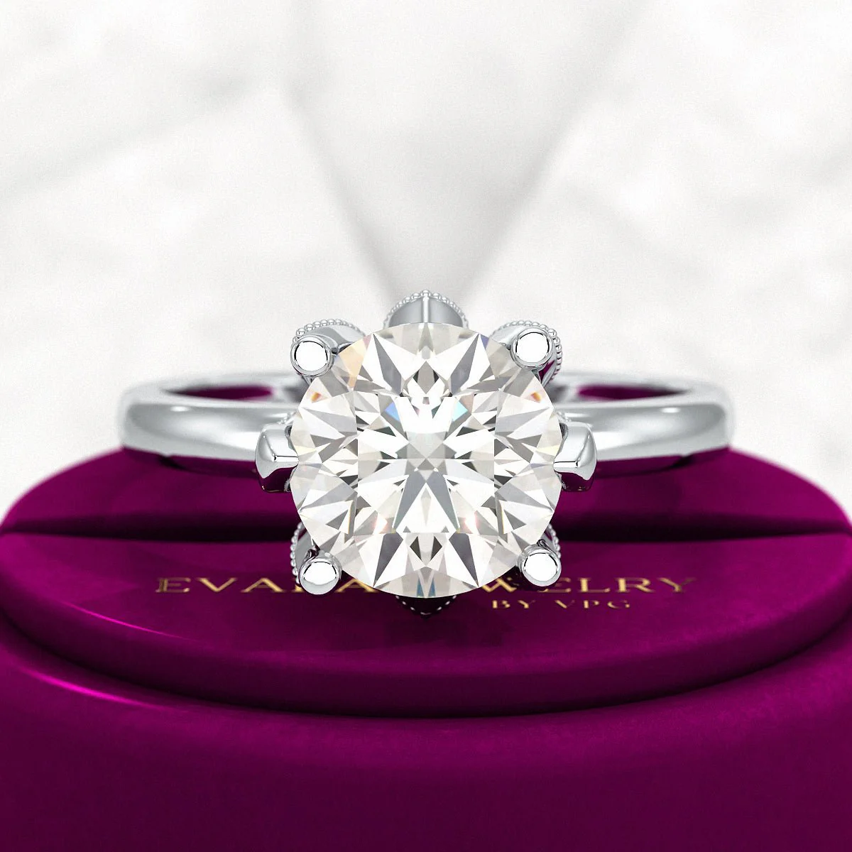 2.50 Carat Round Cut Lab Grown Diamond Nature Inspired Engagement Ring - Image 10