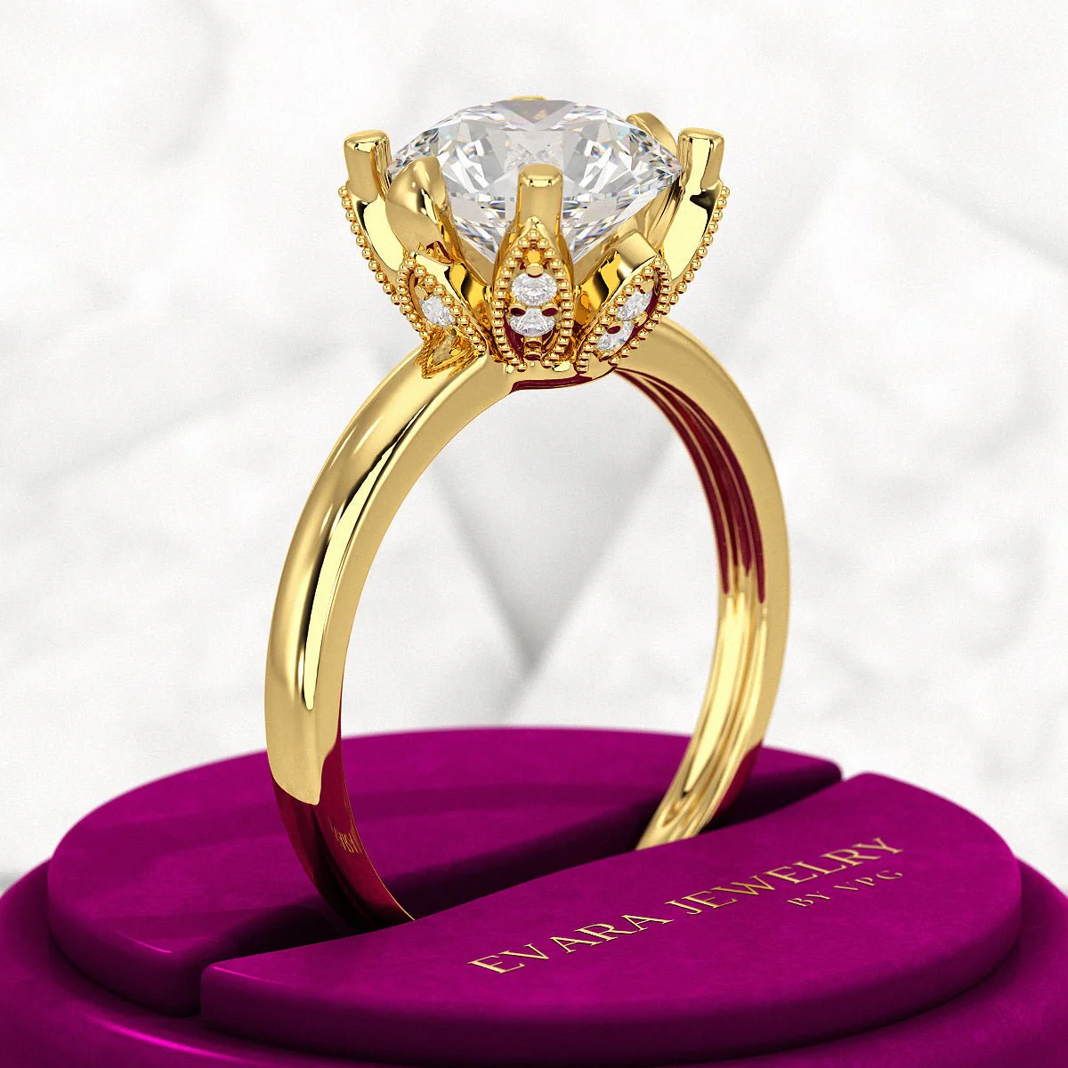 2.50 Carat Round Cut Lab Grown Diamond Nature Inspired Engagement Ring - Image 4