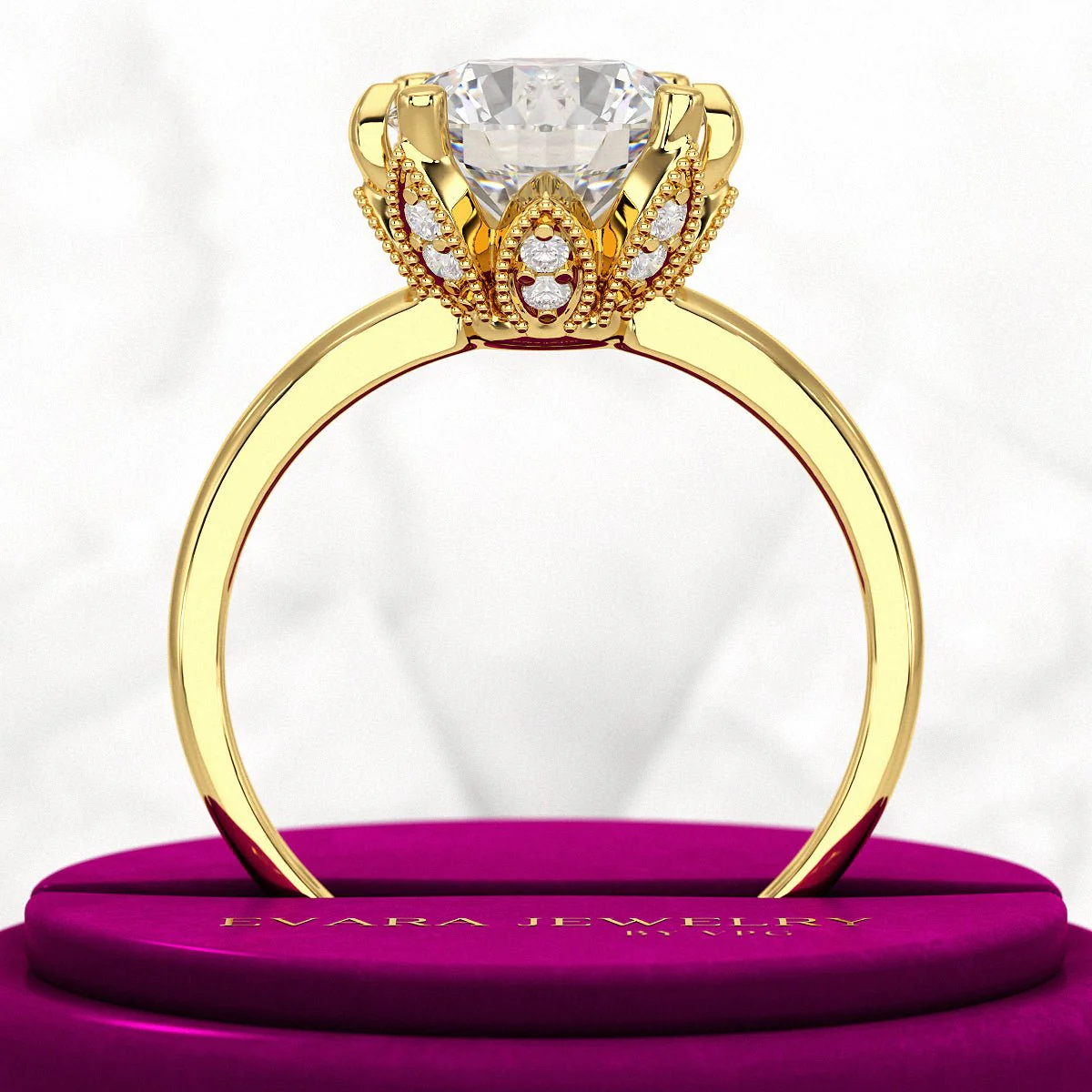 2.50 Carat Round Cut Lab Grown Diamond Nature Inspired Engagement Ring - Image 5