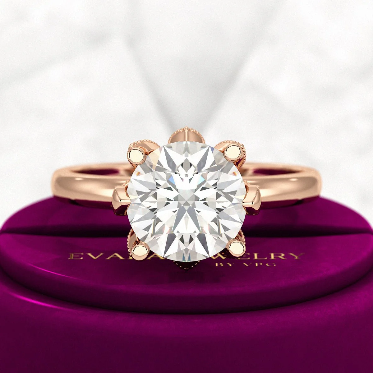 2.50 Carat Round Cut Lab Grown Diamond Nature Inspired Engagement Ring - Image 7