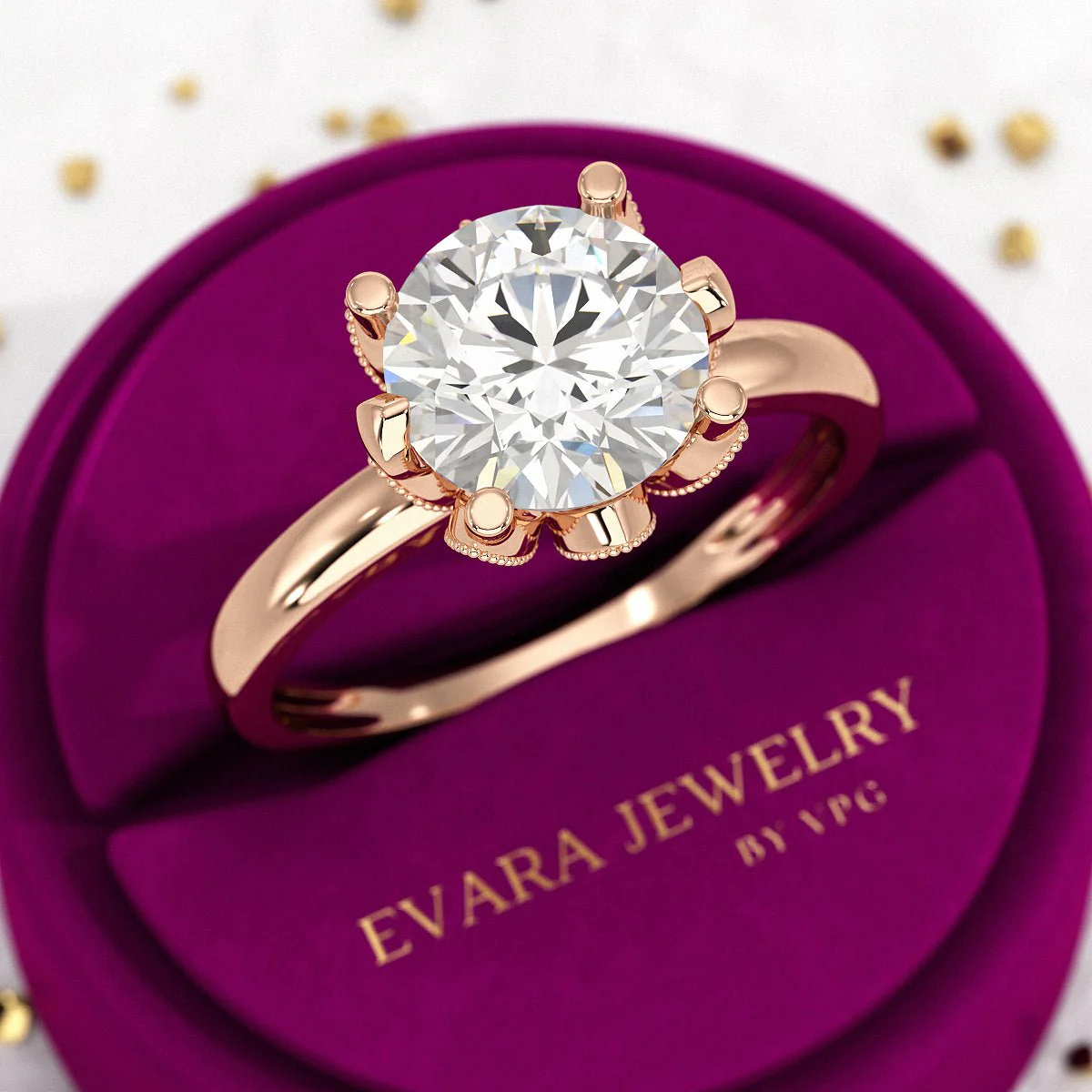 2.50 Carat Round Cut Lab Grown Diamond Nature Inspired Engagement Ring - Image 8