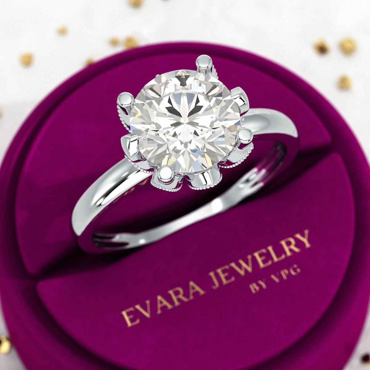 2.50 Carat Round Cut Lab Grown Diamond Nature Inspired Engagement Ring - Image 9