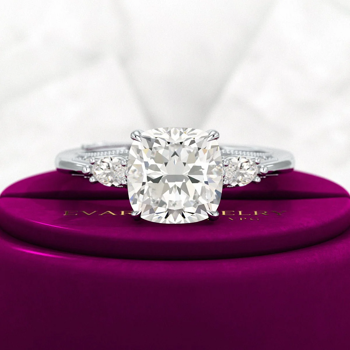2.50 Carat Cushion Cut Diamond Vintage Art Deco Engagement Ring - Image 7
