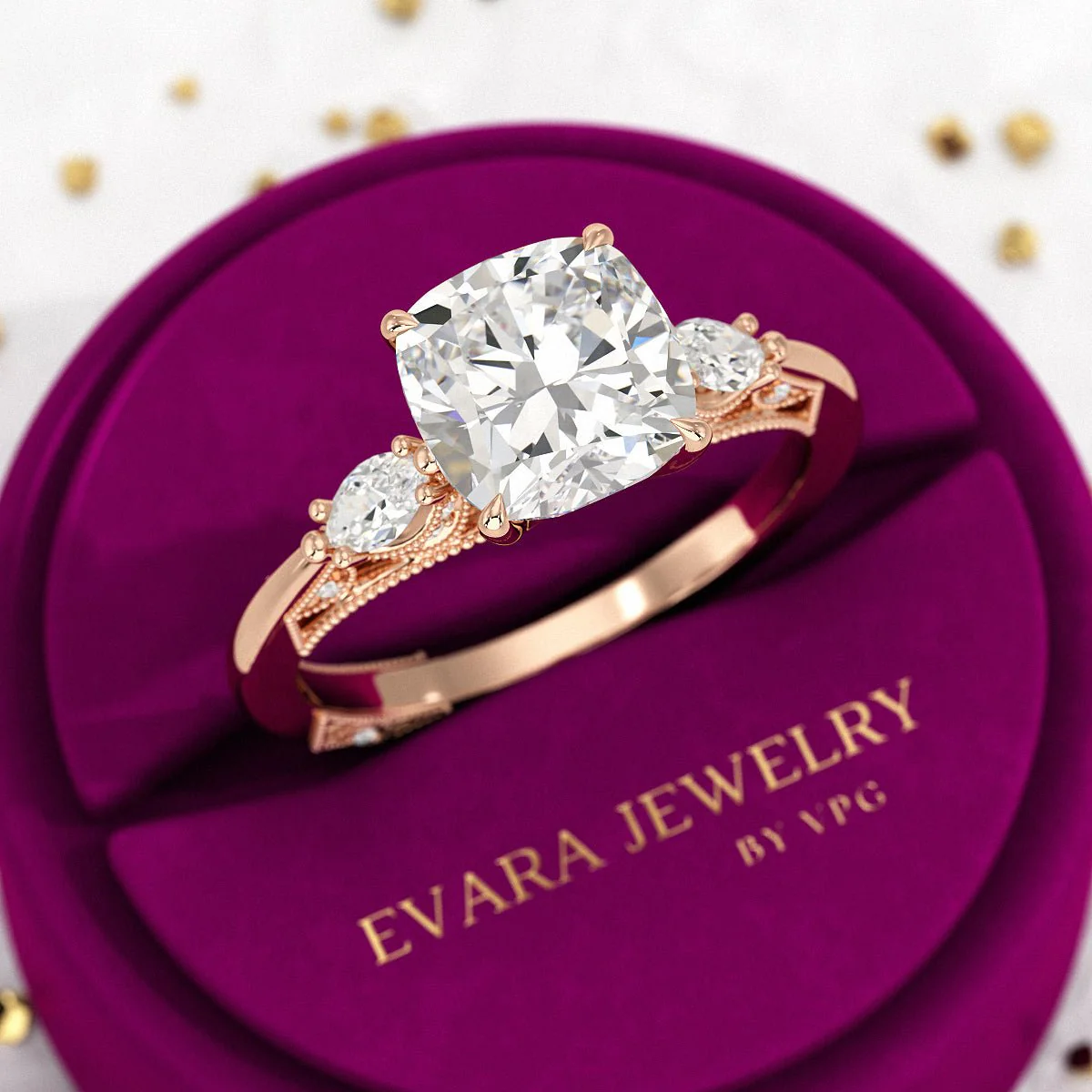 2.50 Carat Cushion Cut Diamond Vintage Art Deco Engagement Ring - Image 8